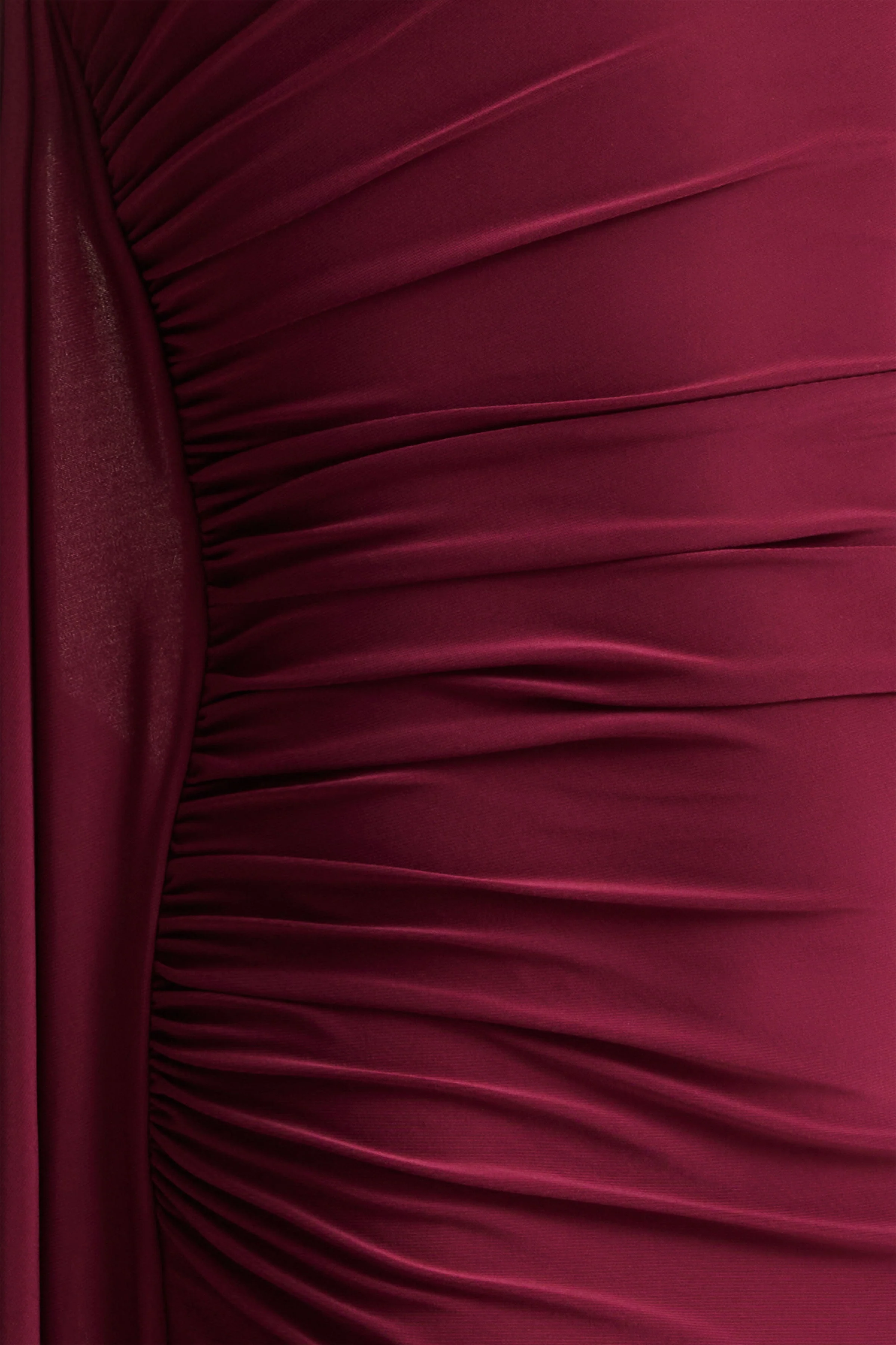 Adelina | Burgundy One-Shoulder Maxi Dress With Drape - Image 5