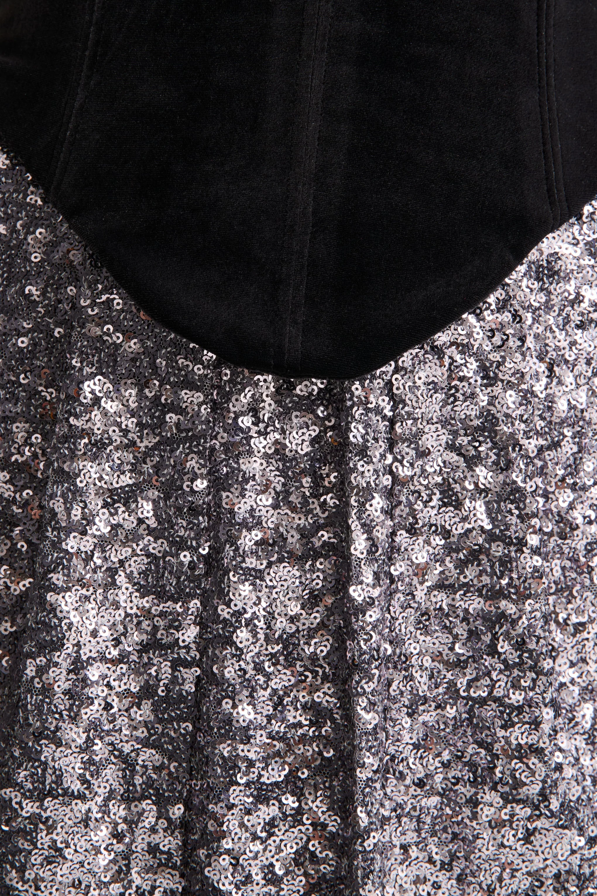 Aeris | Black Velvet And Silver Sequin Plunge-Neck Maxi Dress - Image 7