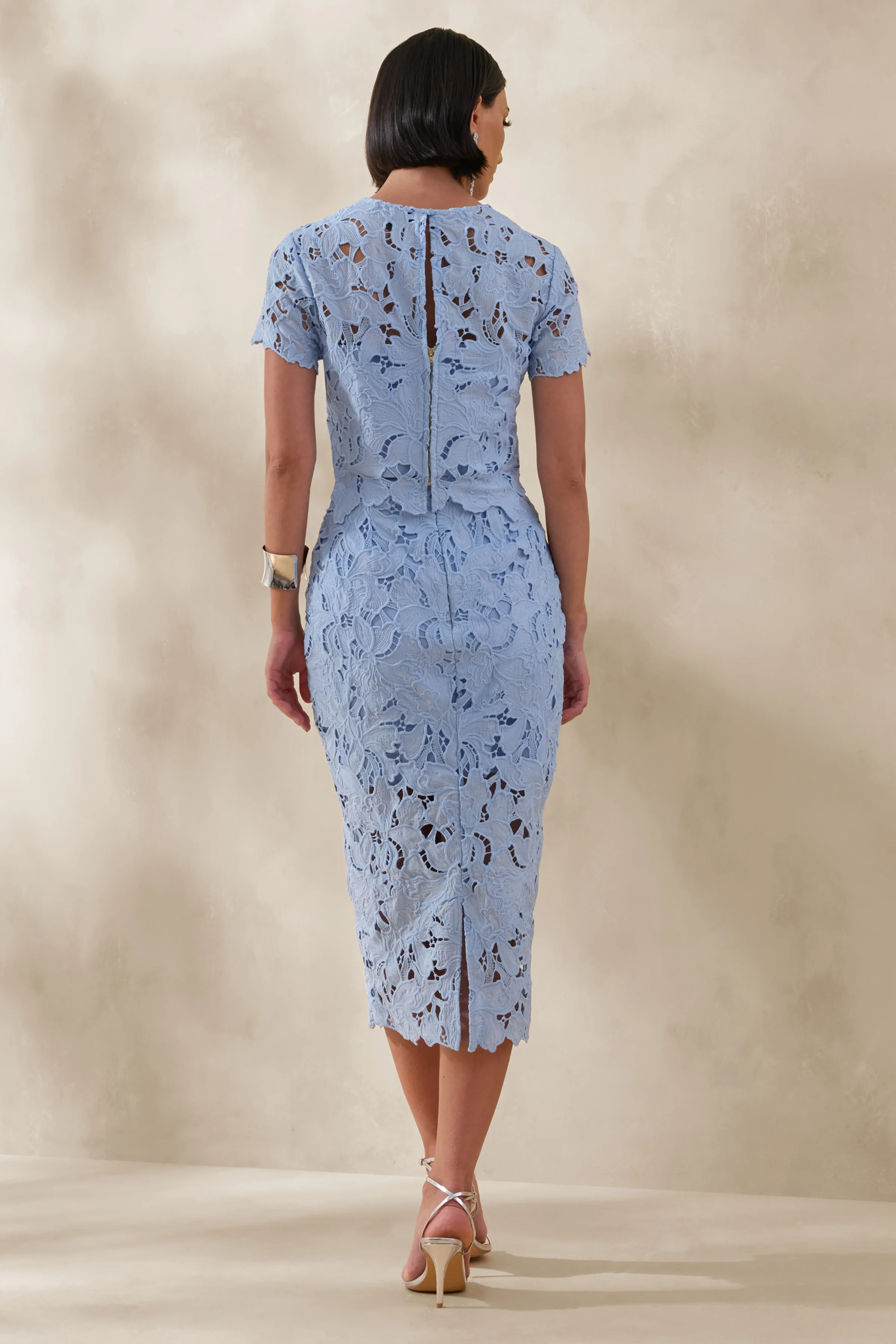 Aisling | Powder Blue Lace Midi-Skirt - Image 2