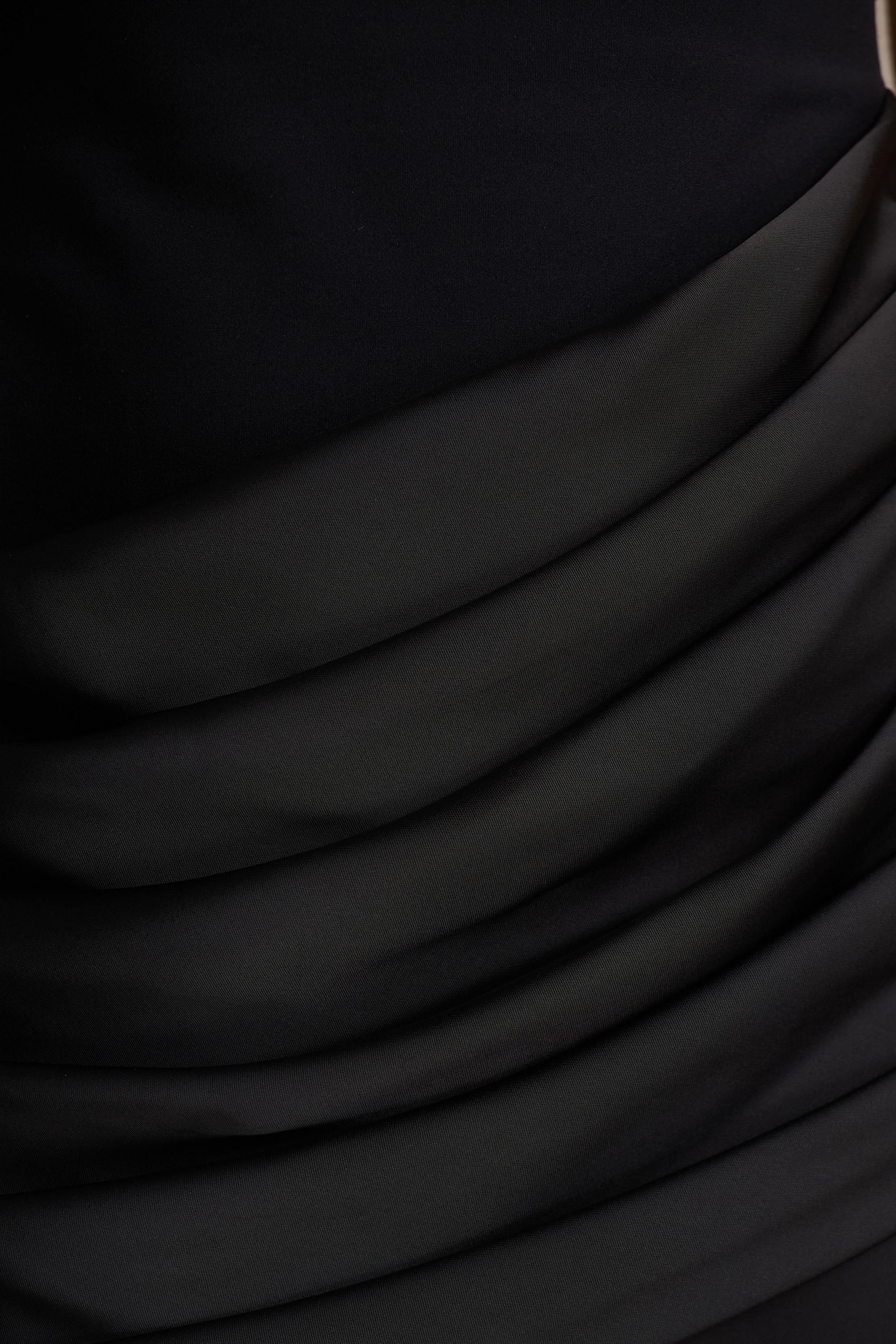 Akari | Black Crew-Neck Maxi Dress With Satin Skirt - Image 6
