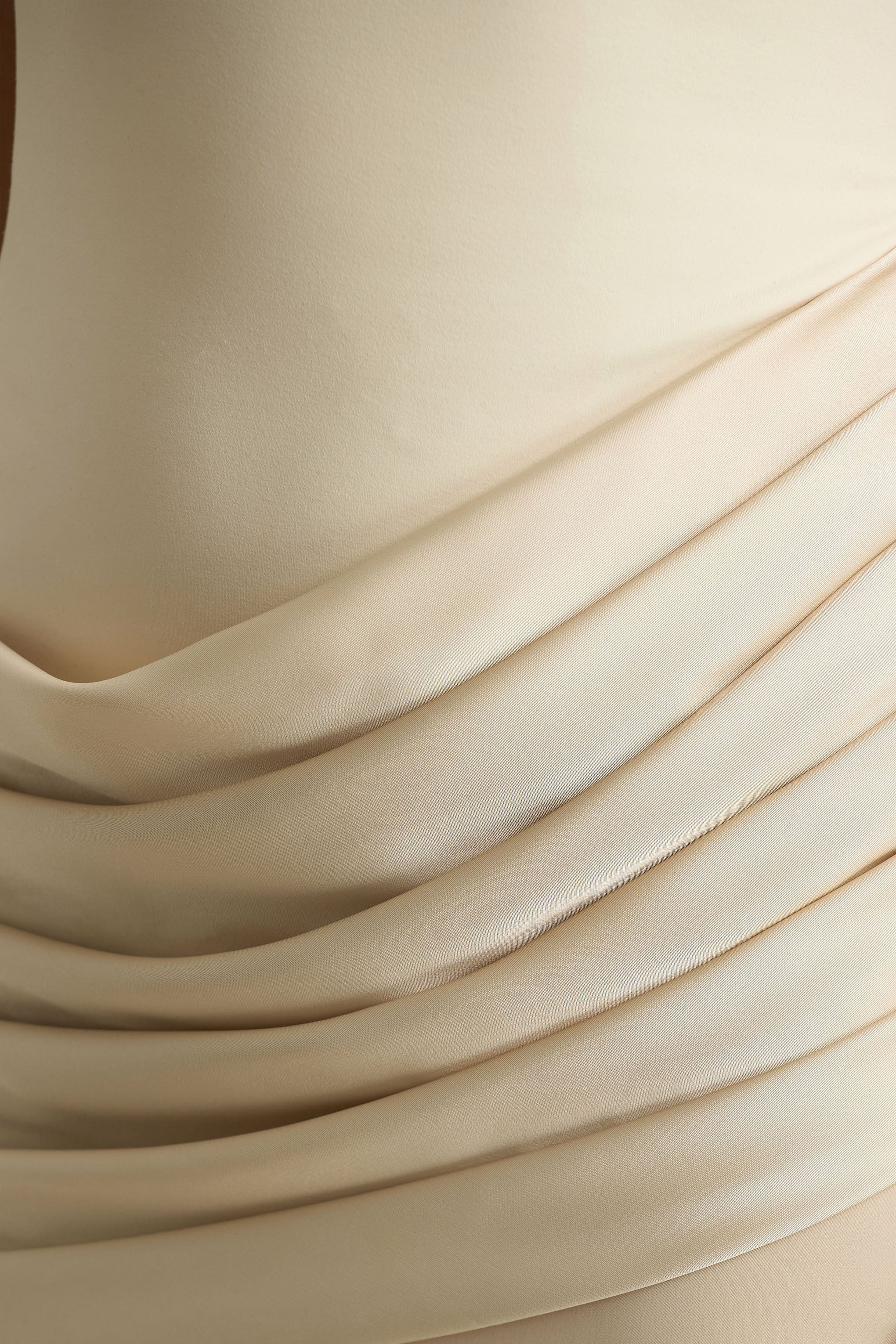 Akari | Cream Crew-Neck Maxi Dress With Satin Skirt - Image 6