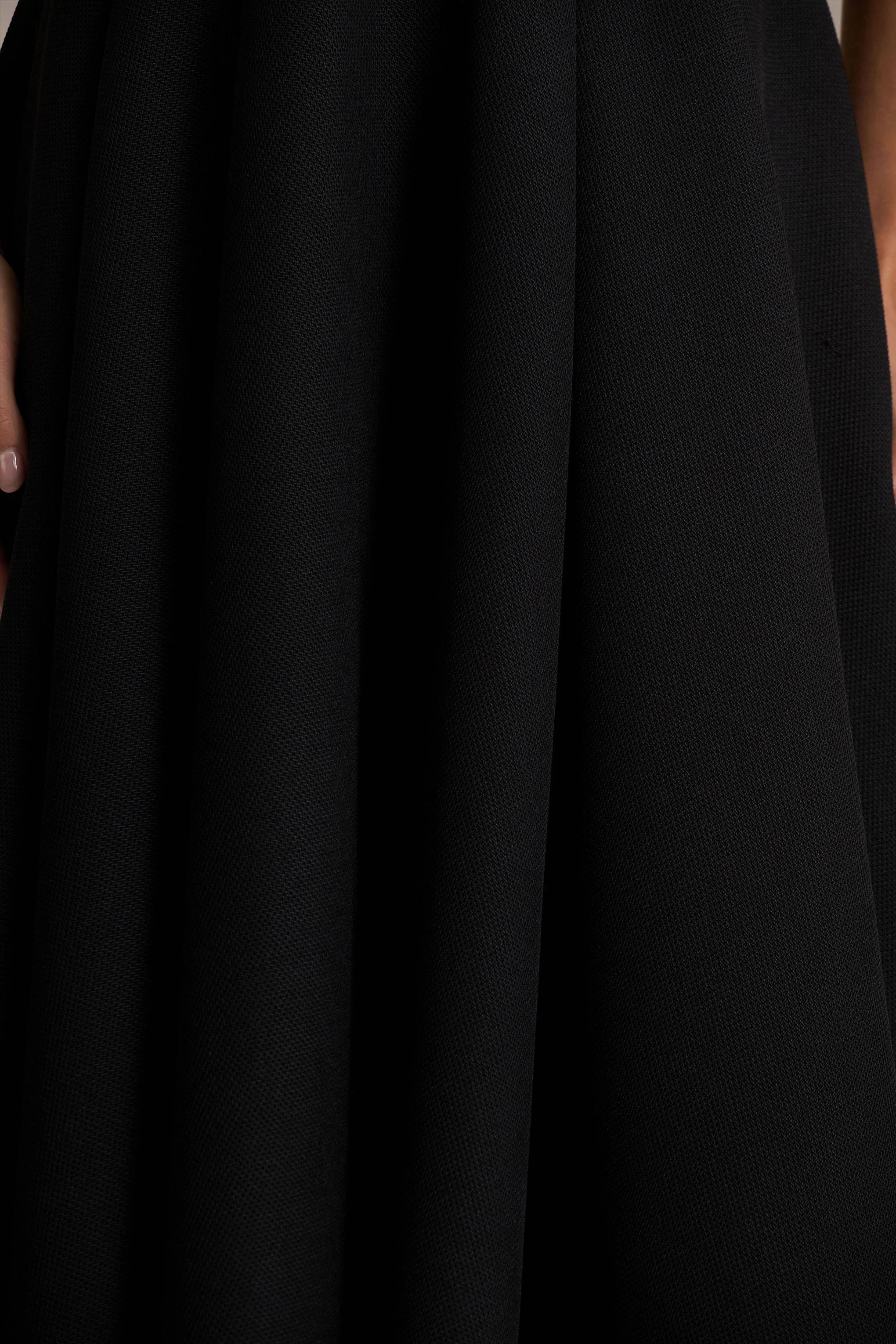 Alessa | Black Plunge-Neck Tailored Midi Dress - Image 6