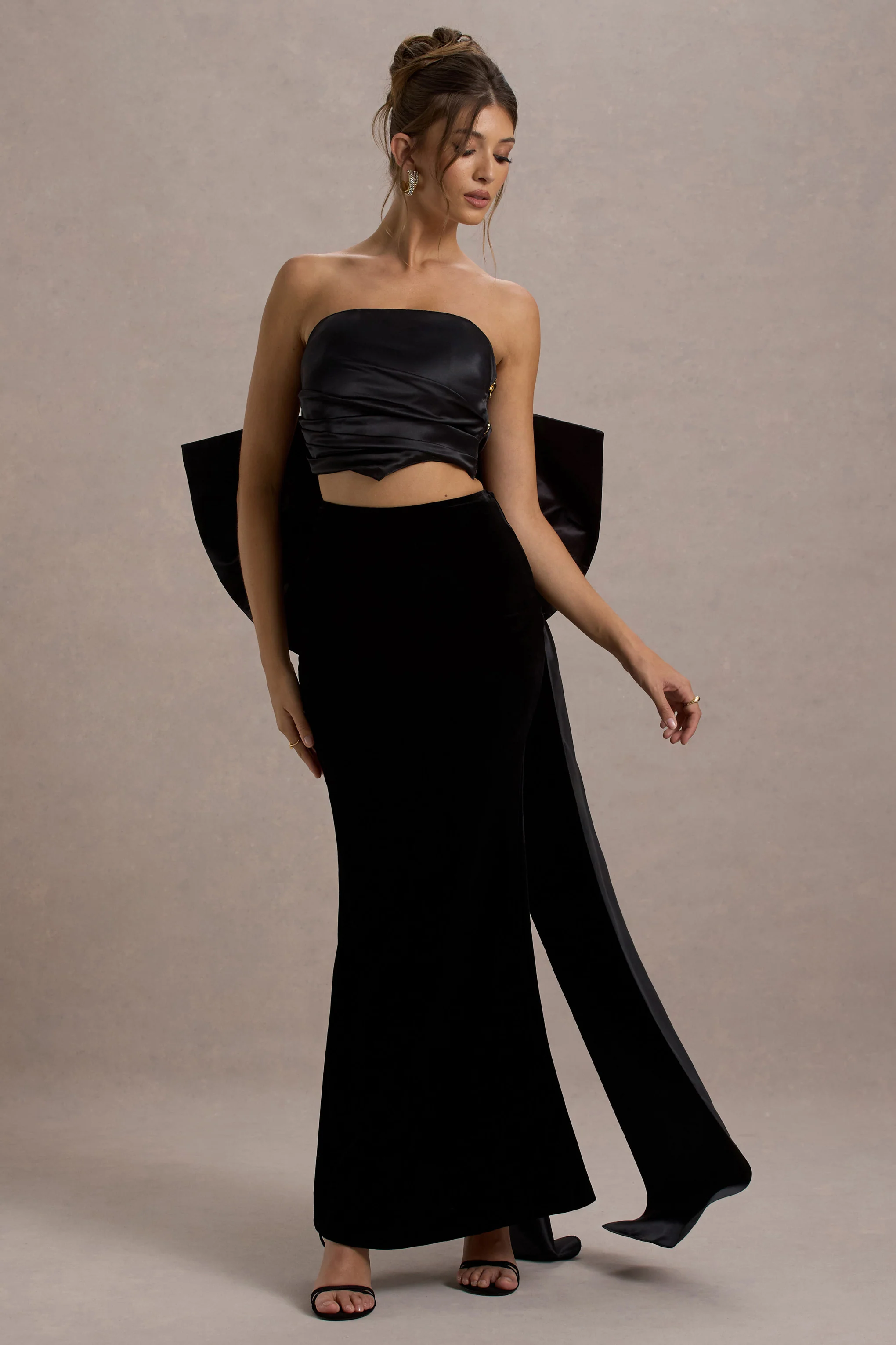 Alize | Black Velvet Split Maxi Skirt - Image 11