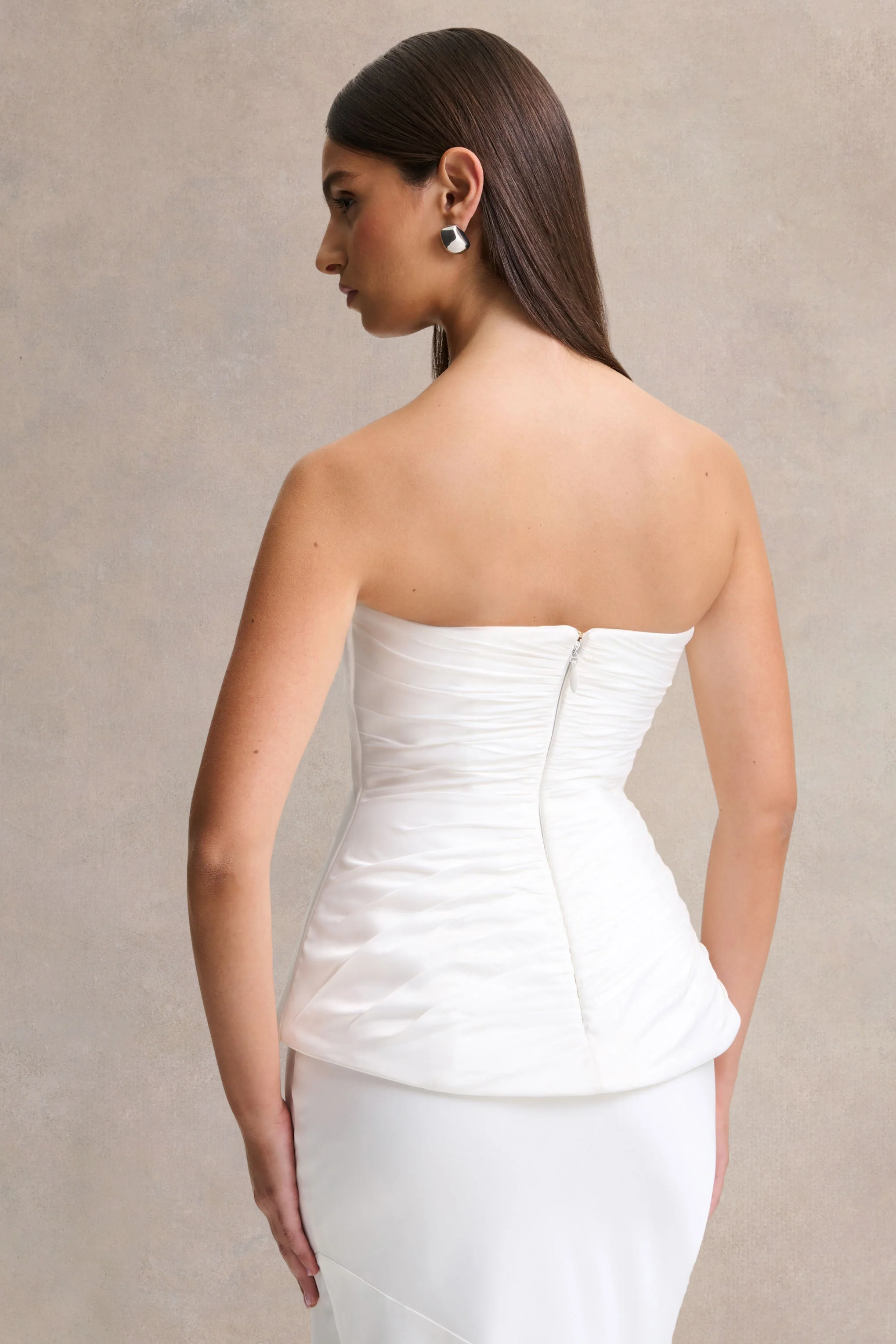 Ambria | White Satin Hand-Embellished Sweetheart-Neck Corset Top - Image 2