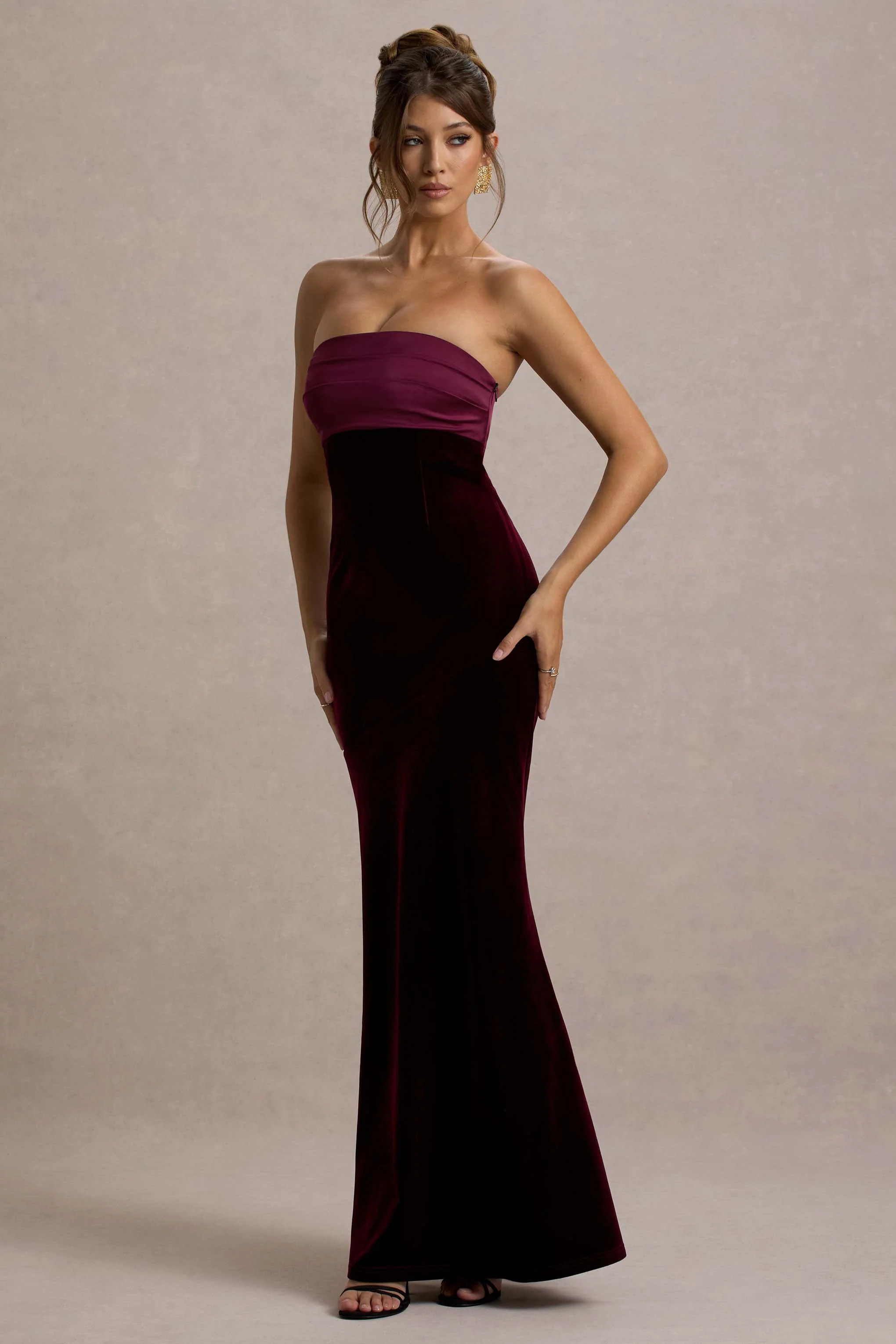 Ambrosi | Port Velvet Bandeau Maxi Dress - Image 4