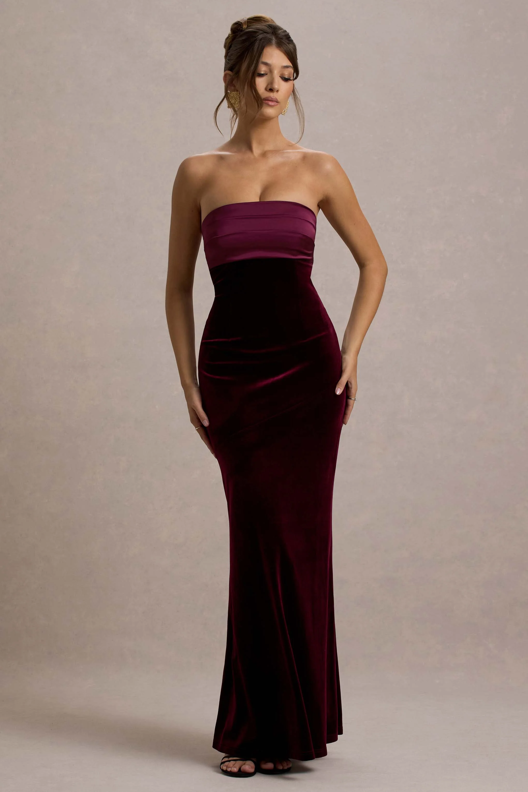 Ambrosi | Port Velvet Bandeau Maxi Dress - Image 5