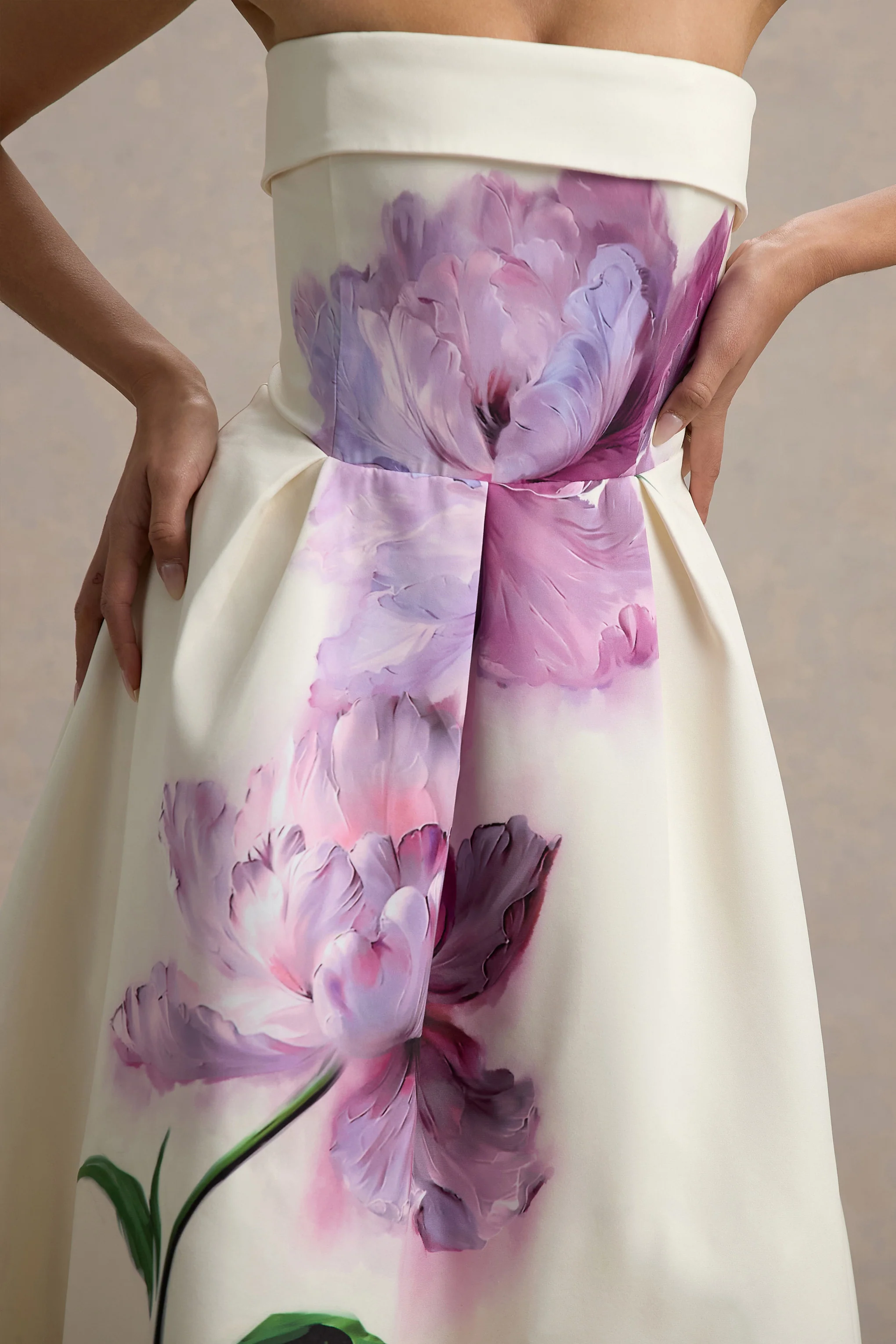 Annalise | Peony Floral Print Bandeau Skater Midi Dress - Image 6