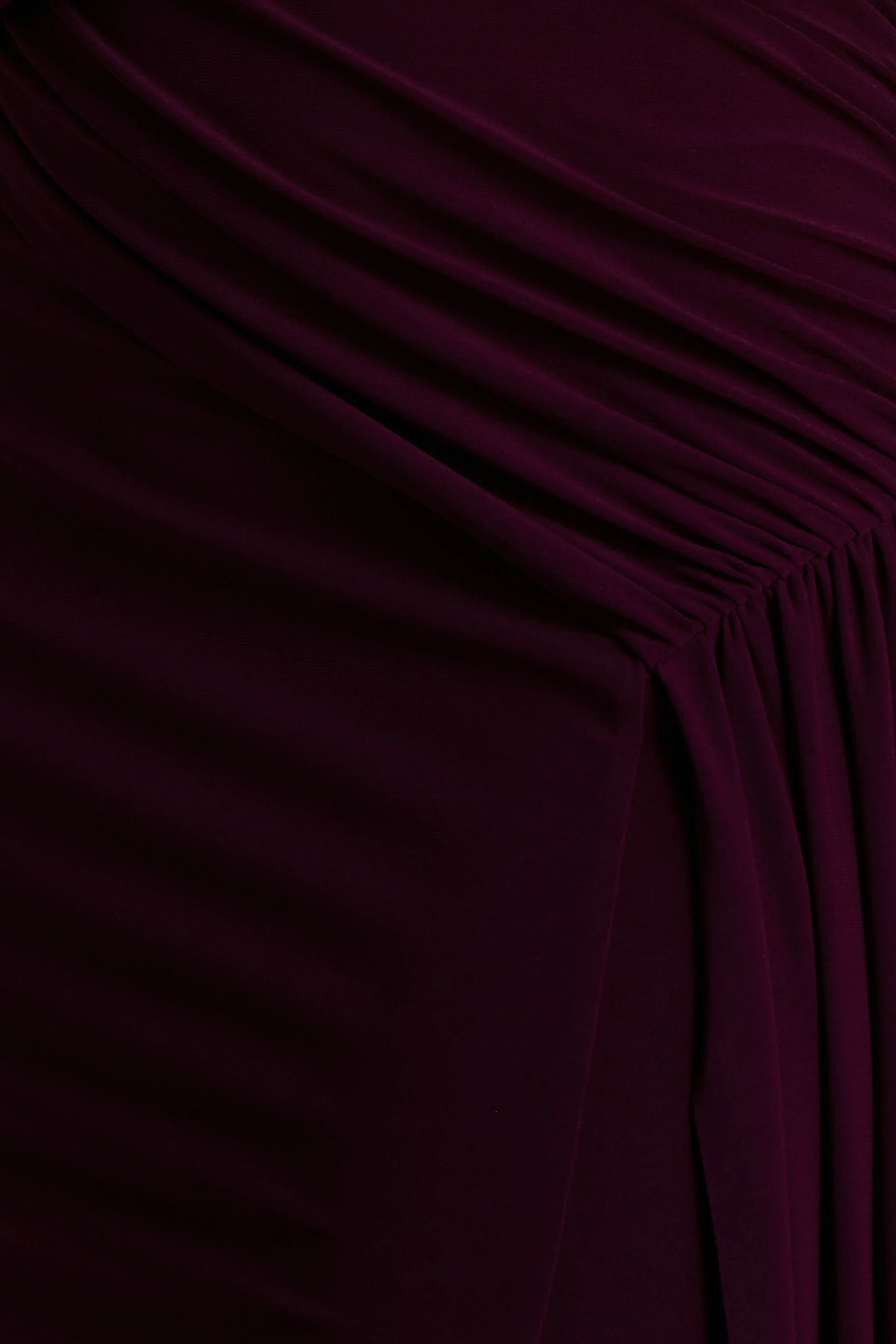 Aurelia | Dark Plum High-Neck Wrapped Maxi Dress With One-Cape Sleeve - Image 6