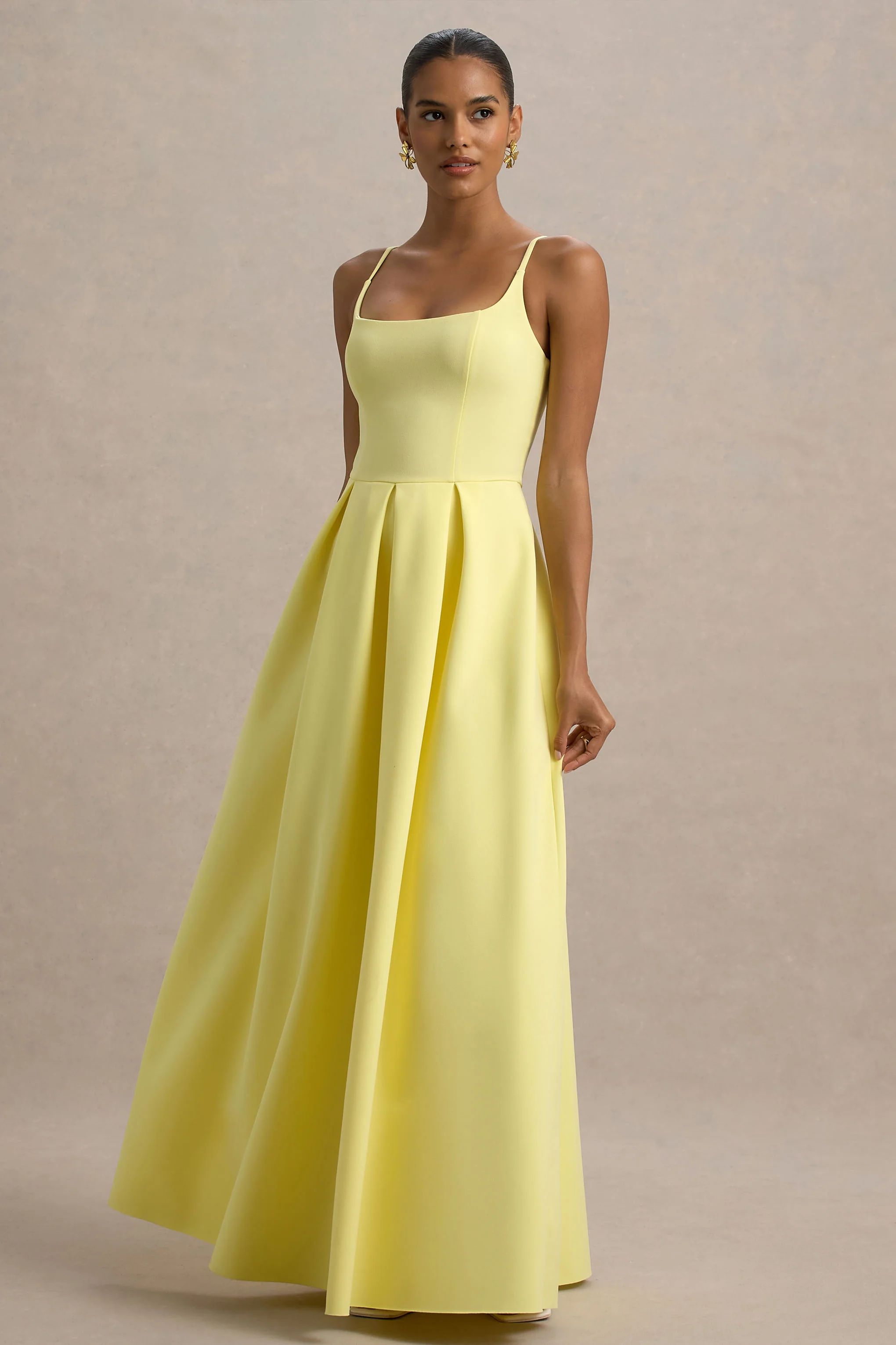 Bambina | Lemon Scoop-Neck Pleated Maxi Dress - Image 5