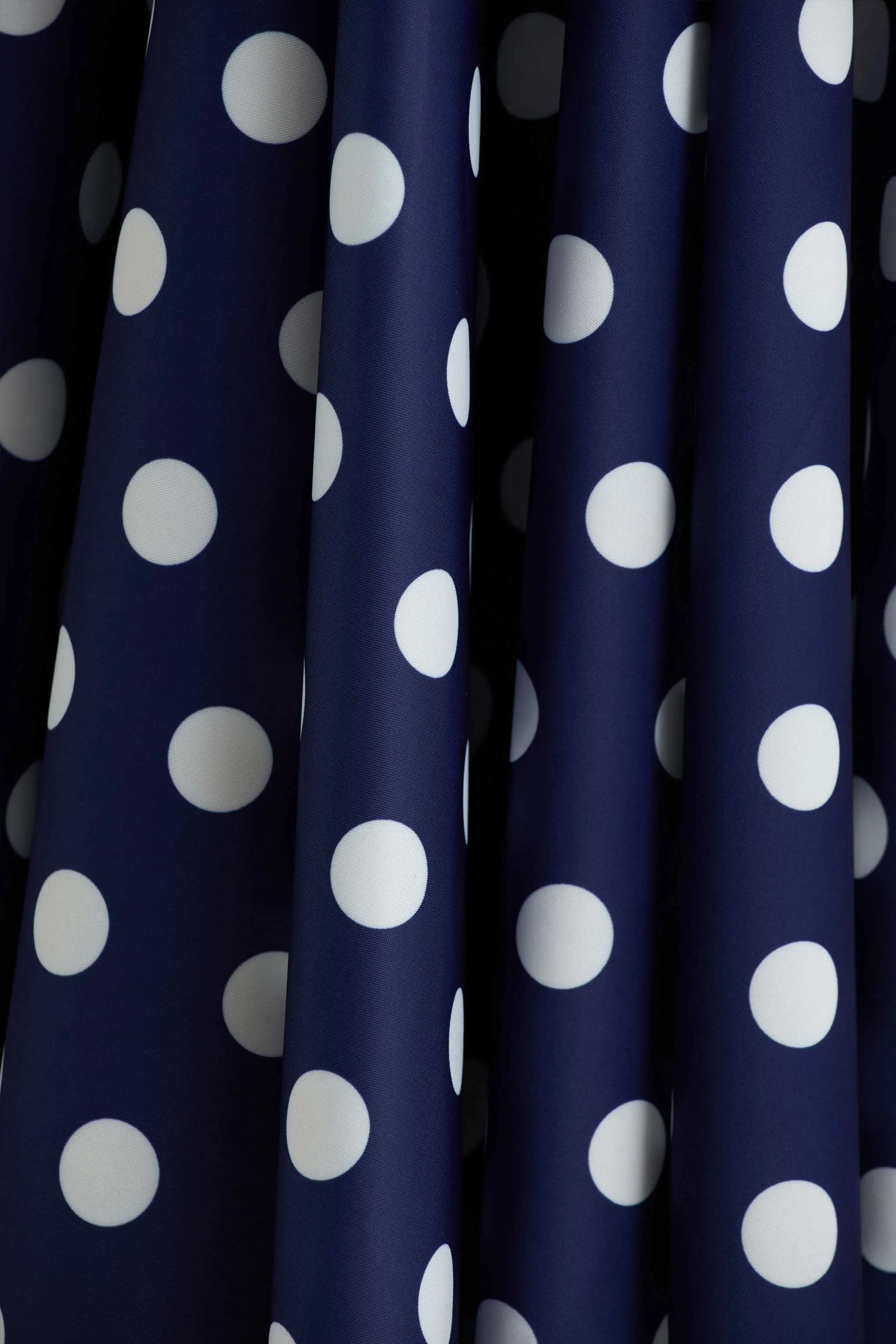 Berta | Navy And White Polka-Dot Square-Neck Midi Dress - Image 7