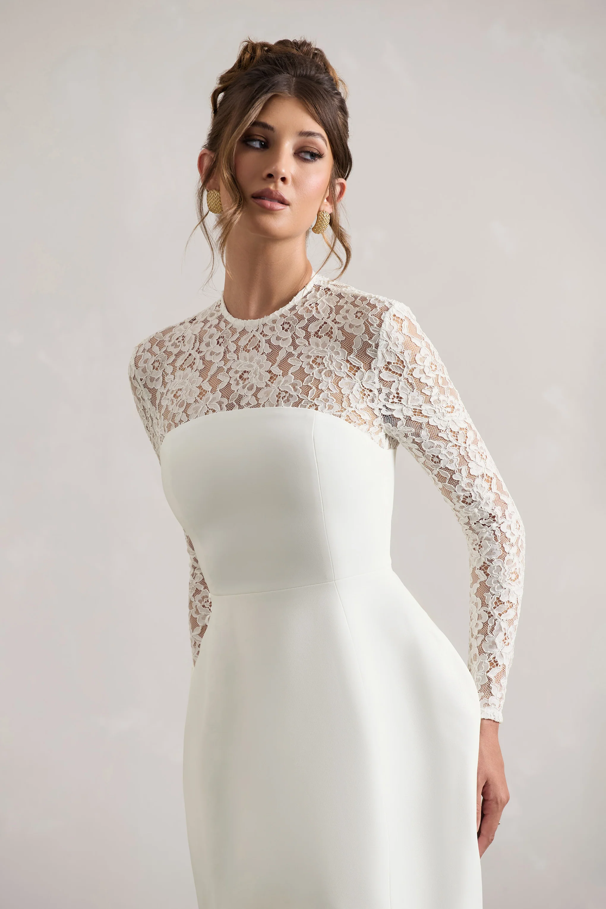 Birdie | White Lace Long-Sleeve Mini Dress - Image 3