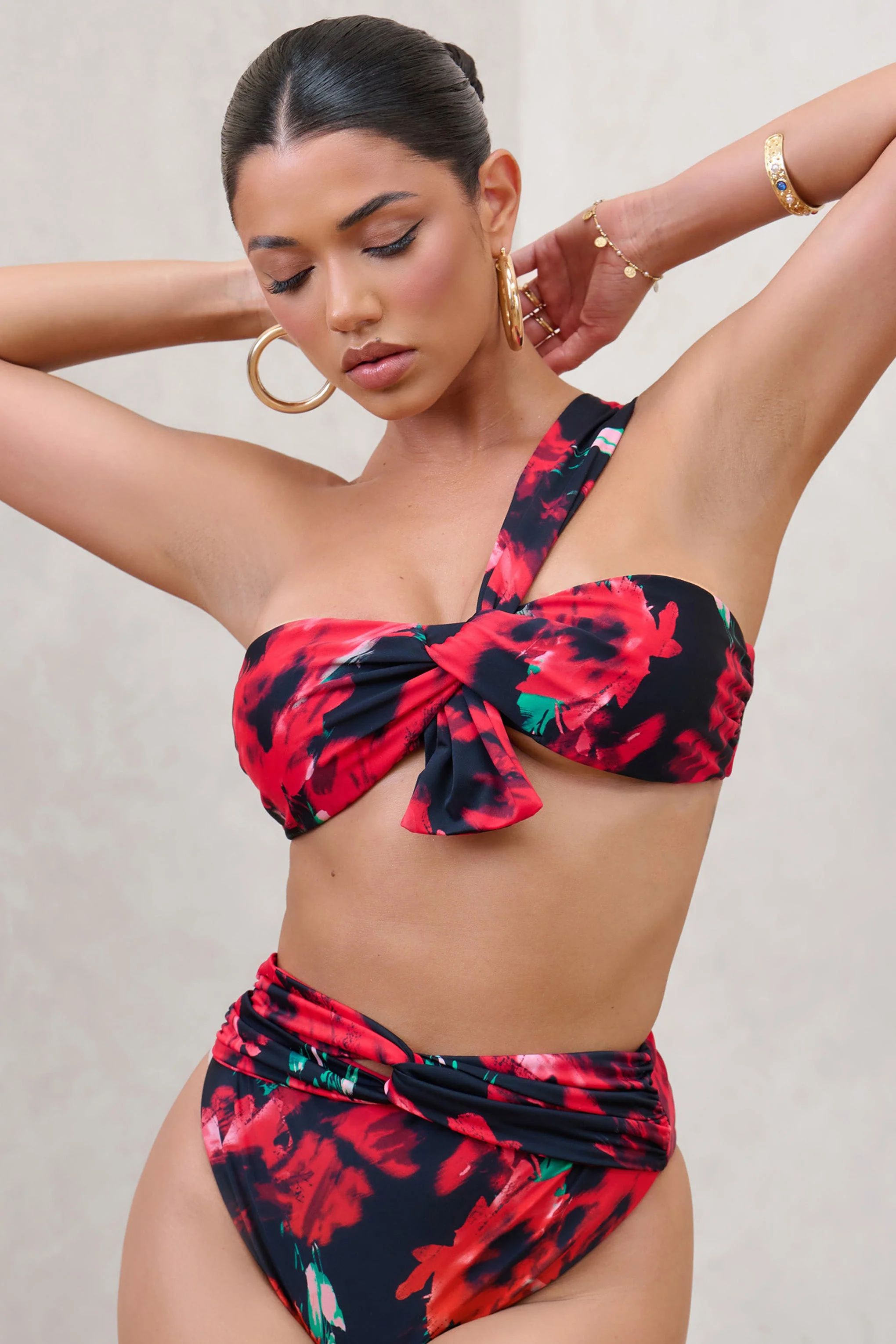 Bowline | Multi Print One Shoulder Knotted Bikini Top - Image 5