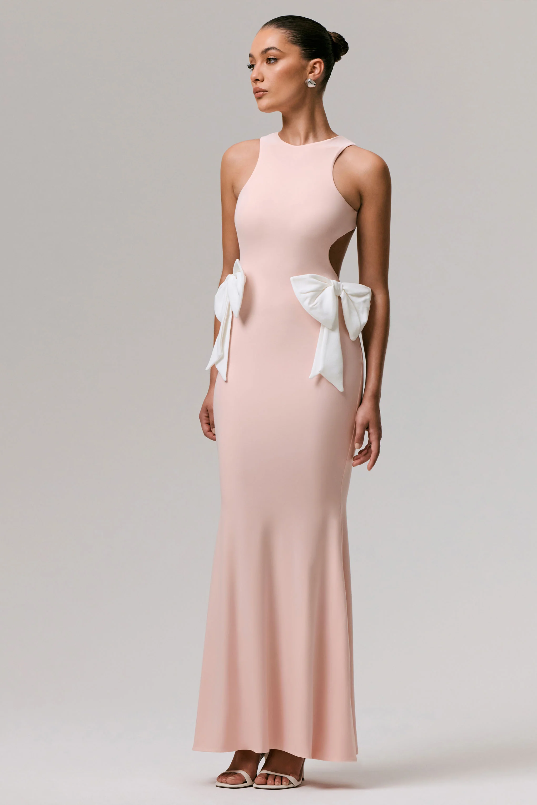 By Your Side | Pink Cut-Out Maxi Dress With Bows - Image 3