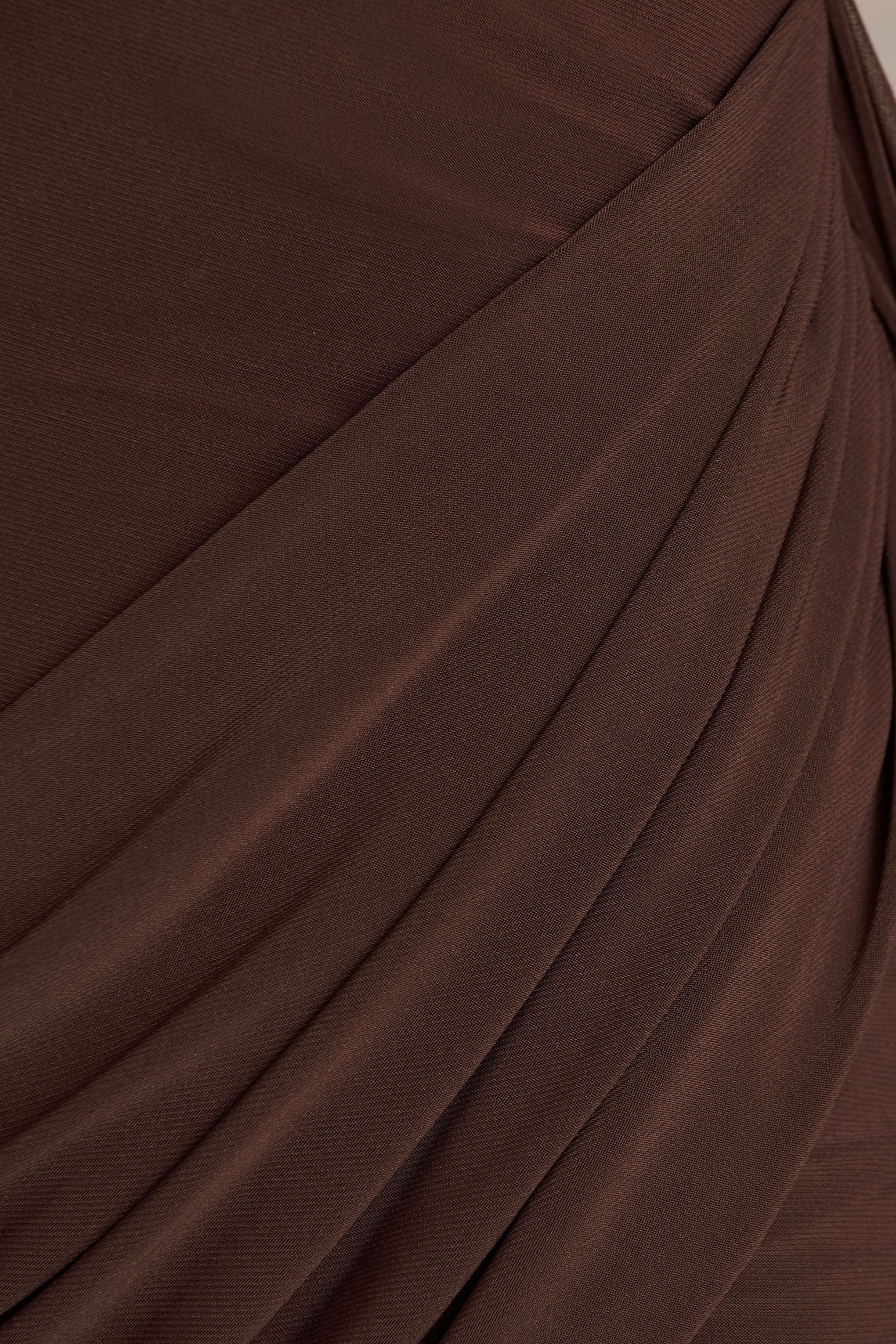 Calista | Brown High-Neck Mini Dress With Sash - Image 6