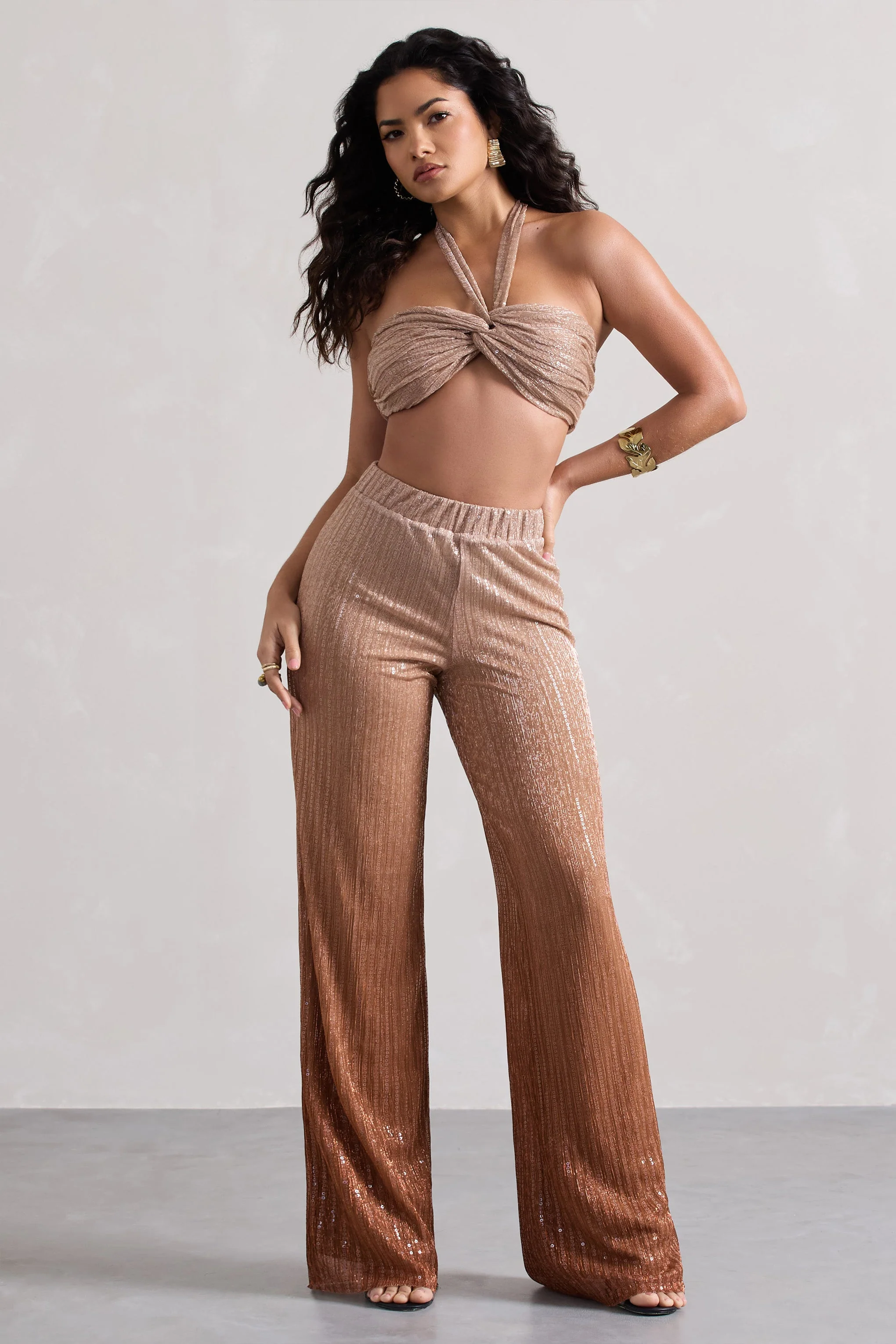 Connection | Gold Metallic Ombre Trousers - Image 4