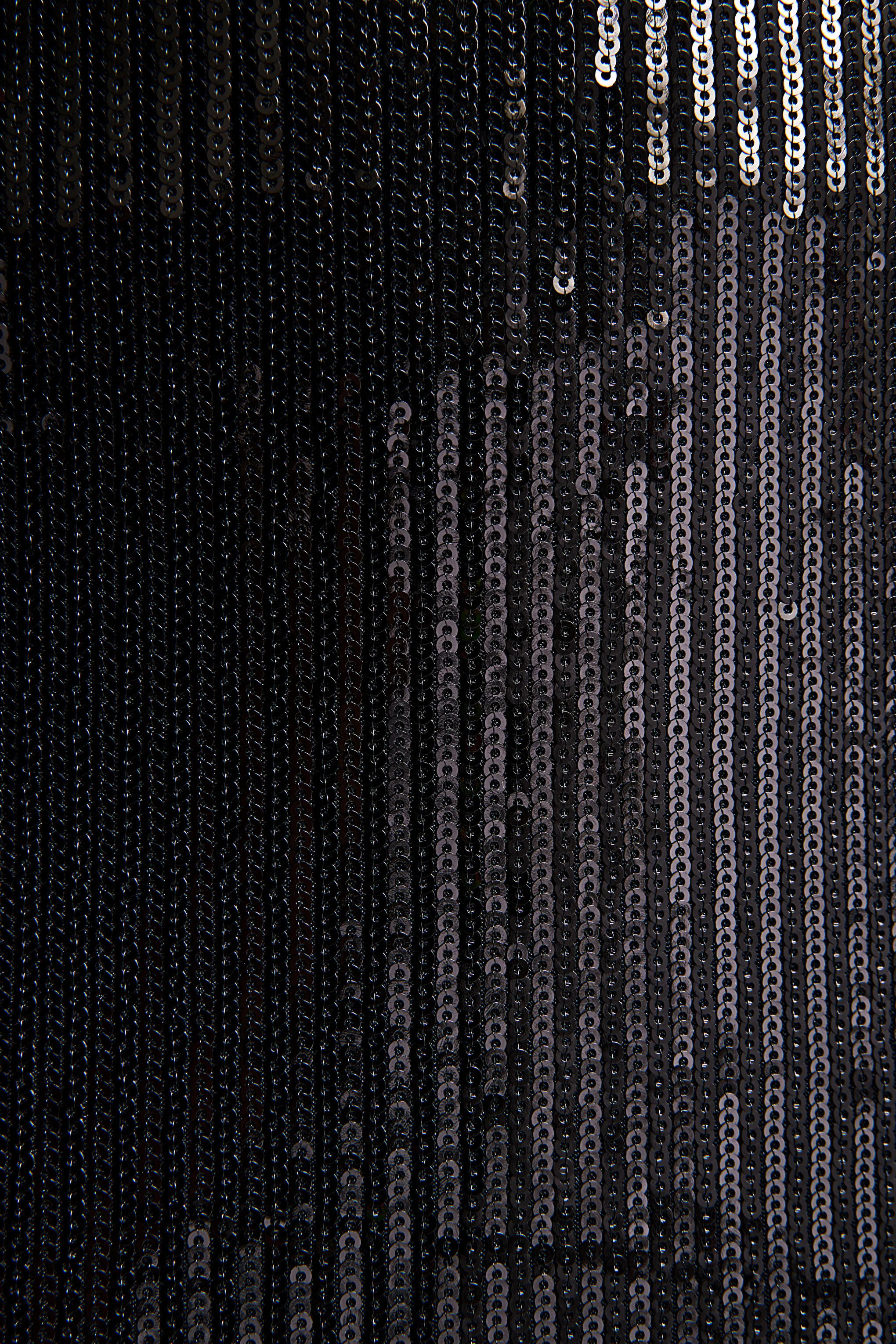 Cosmic Star | Black Sequin High-Neck Maxi Dress With Feather Cuffs - Image 7