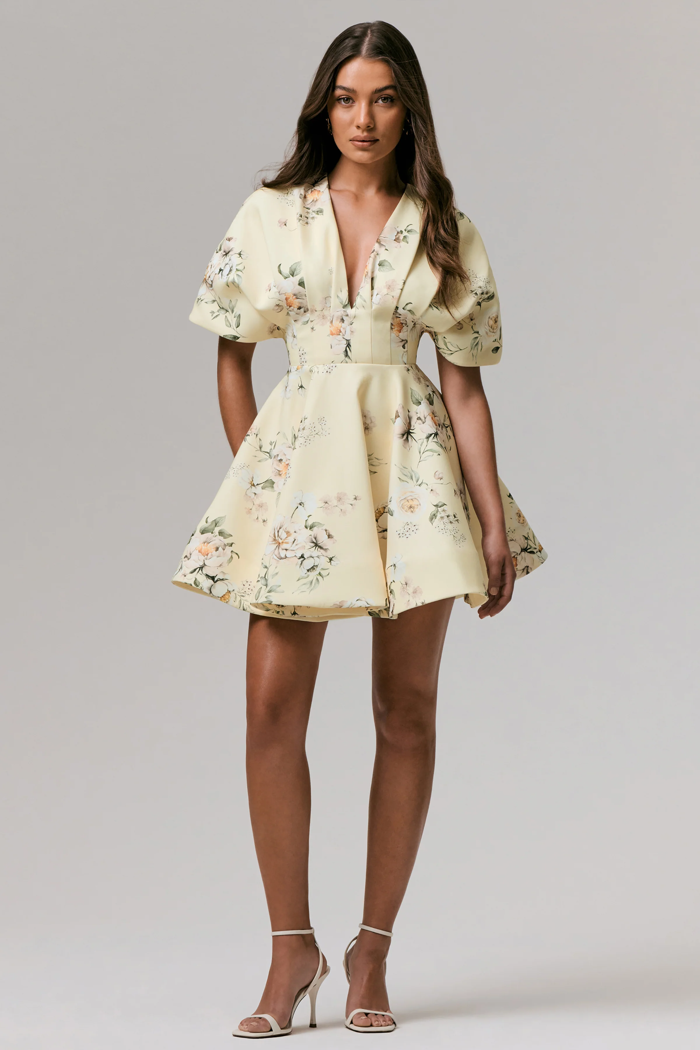 Delight | Lemon Print Plunge-Neck Ruffled Mini Dress - Image 4