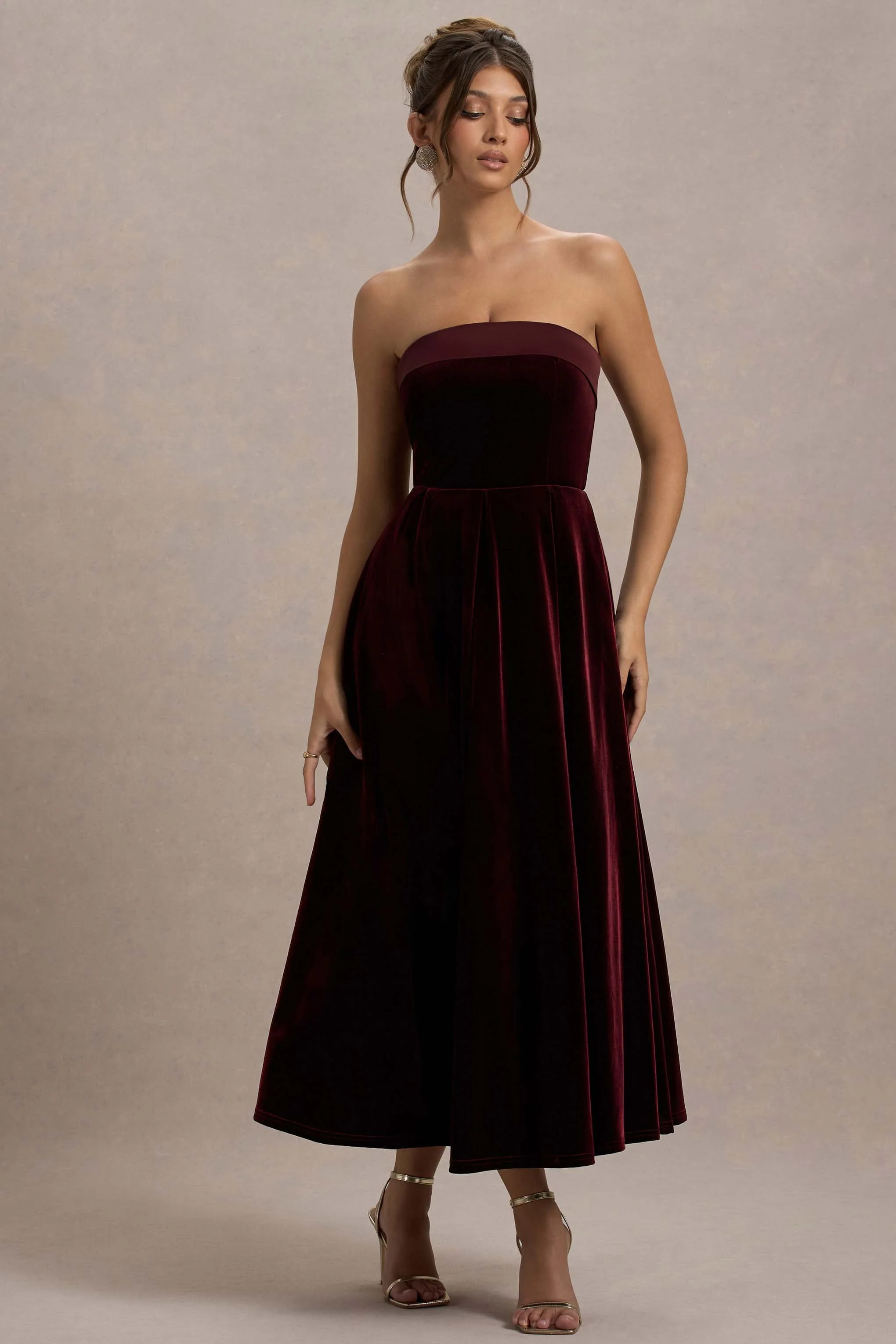 Delray | Port Velvet Bandeau Midi Dress - Image 6
