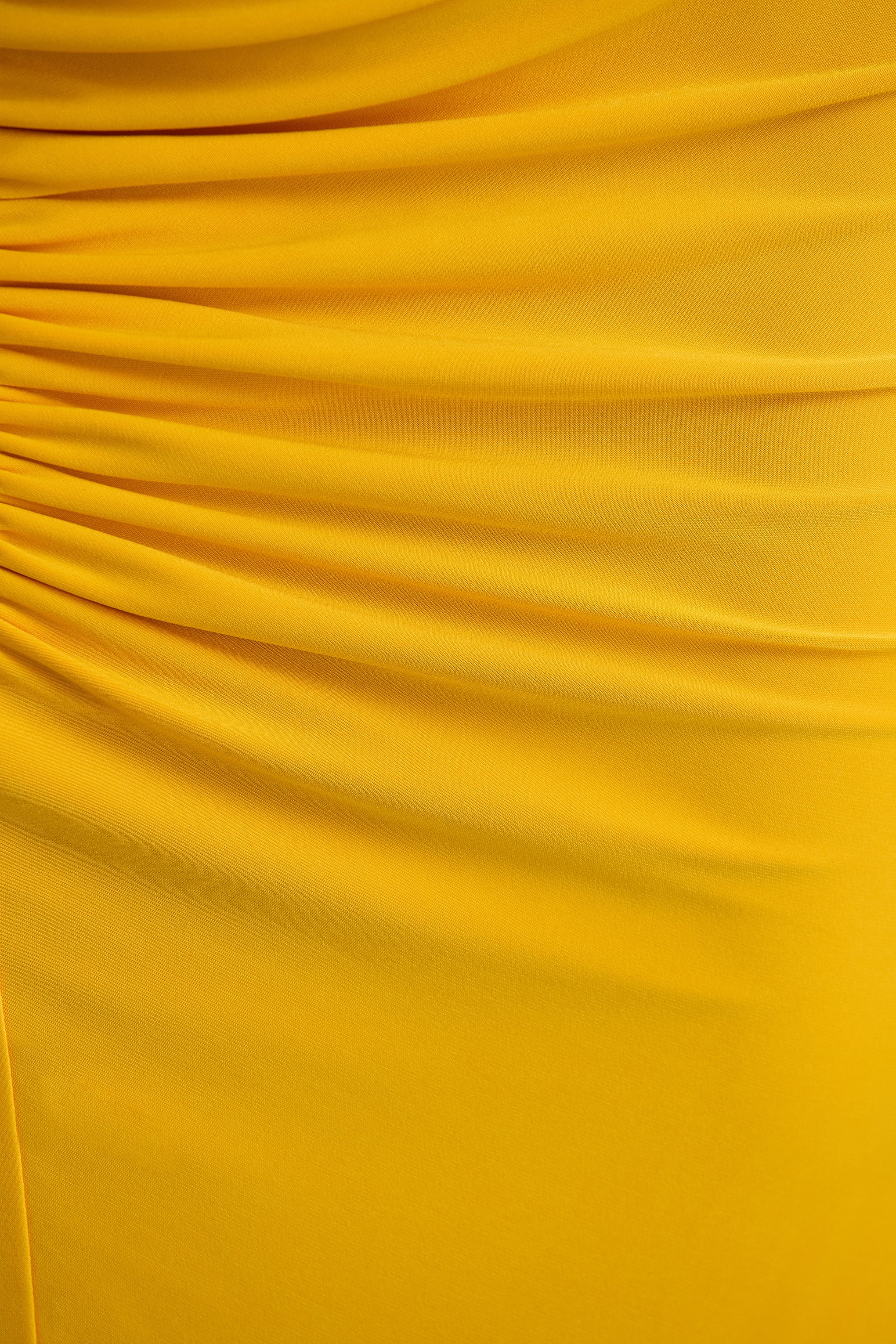 Diva | Yellow Slashed-Neck Maxi Dress With Ruched Detailing - Image 6