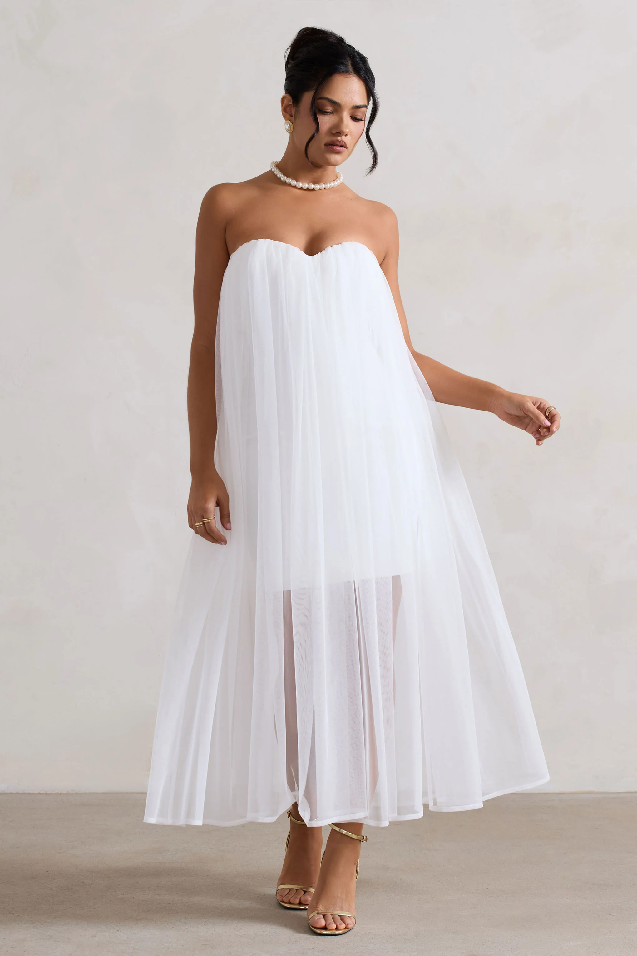 Dreamland | Ivory Sweetheart Corset Mini Dress With Tulle Overlay - Image 4