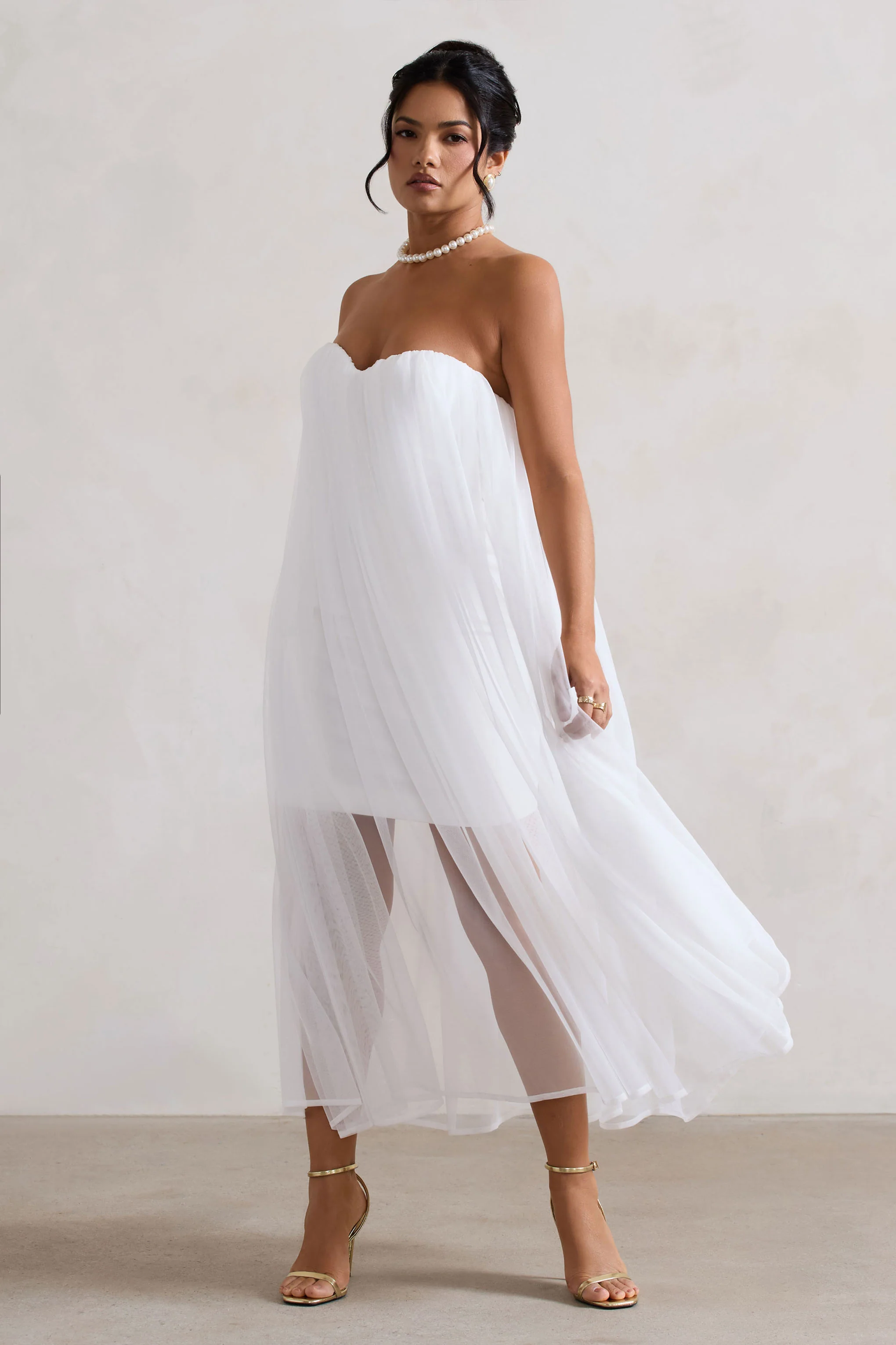 Dreamland | Ivory Sweetheart Corset Mini Dress With Tulle Overlay - Image 5