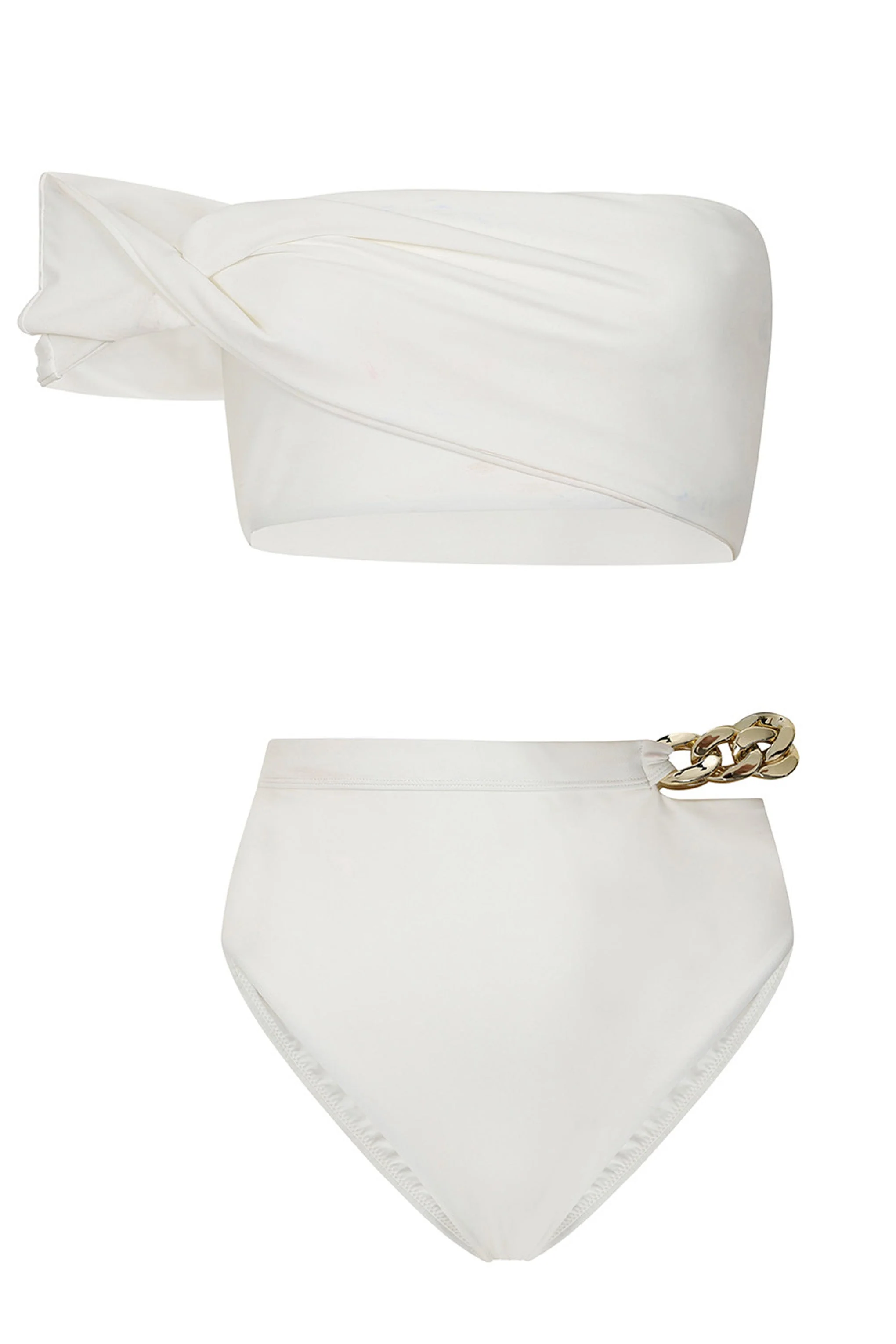 Dusk | White Draped Bandeau Bikini Top - Image 7