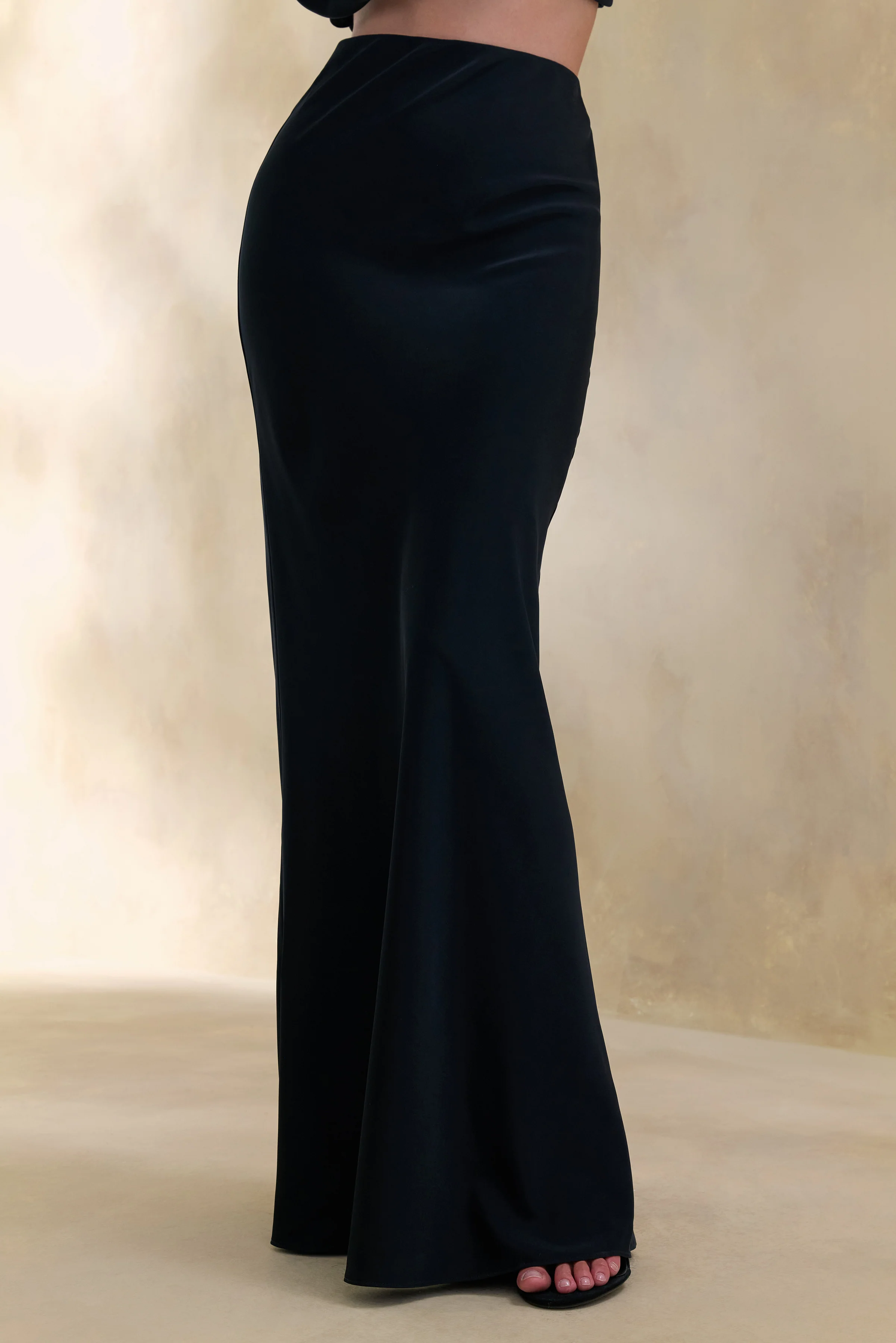 Elaria | Black Satin Maxi-Skirt - Image 3