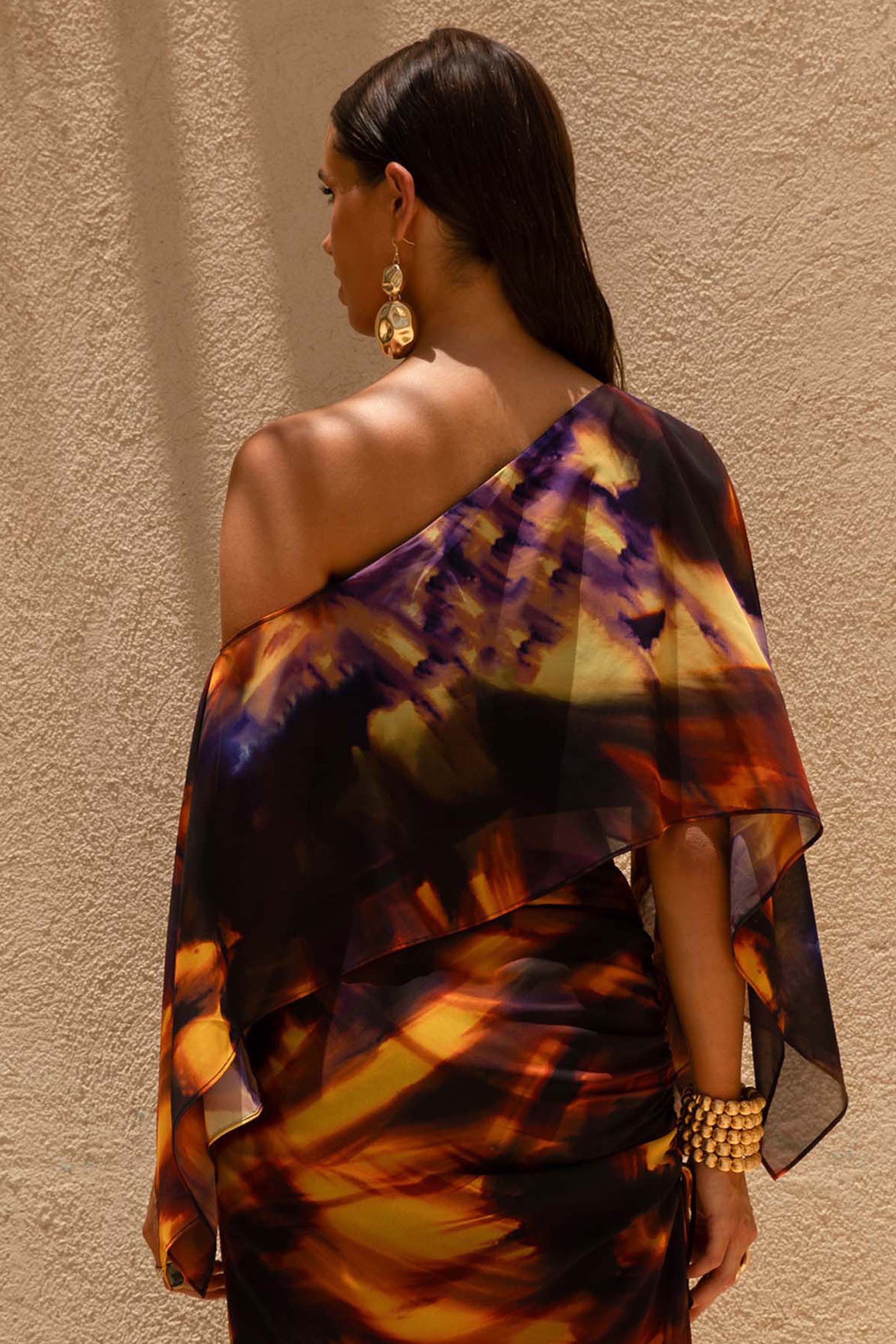 Elysia | Smoke Print Asymmetric Crop Top - Image 2