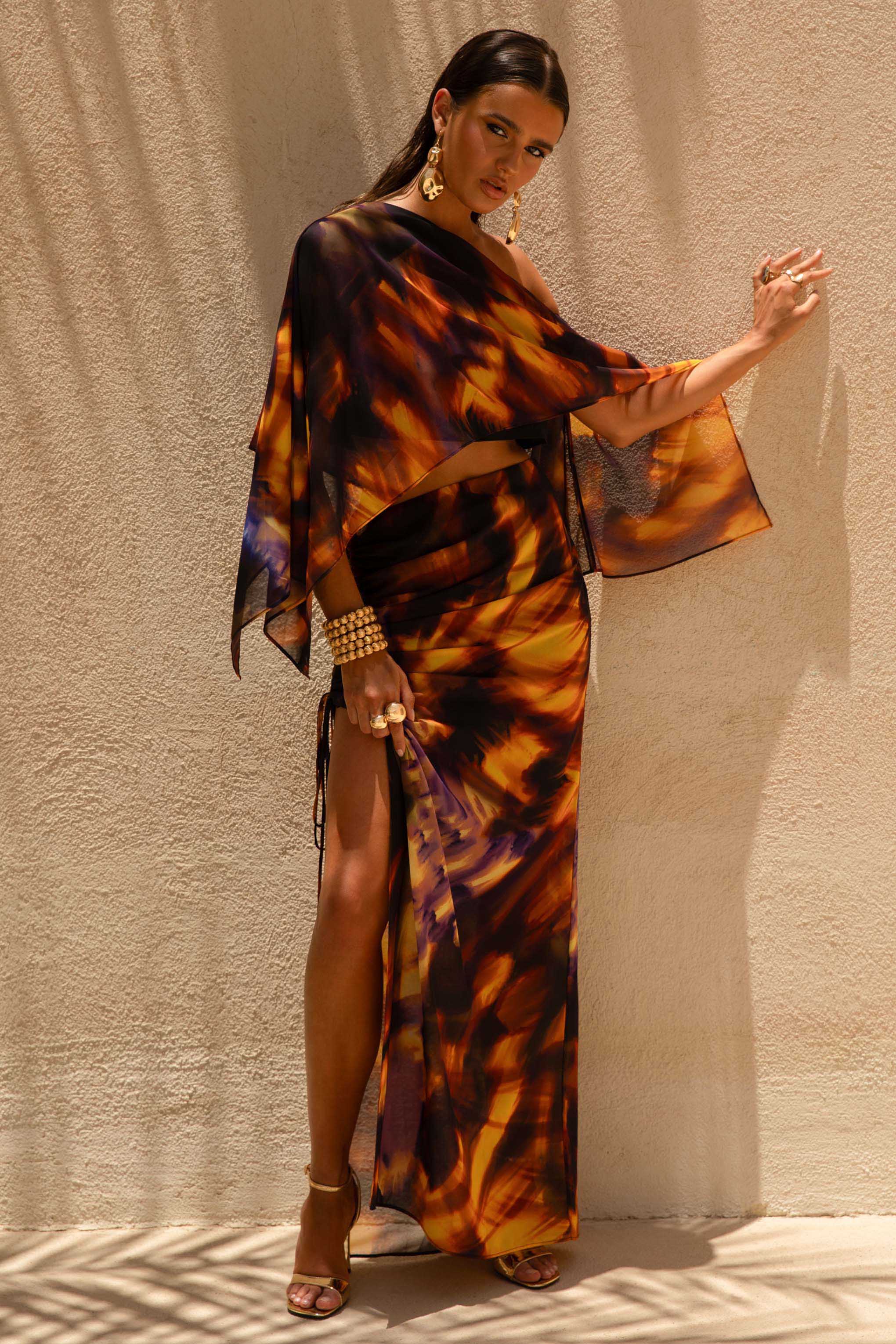 Elysia | Smoke Print Asymmetric Crop Top - Image 3