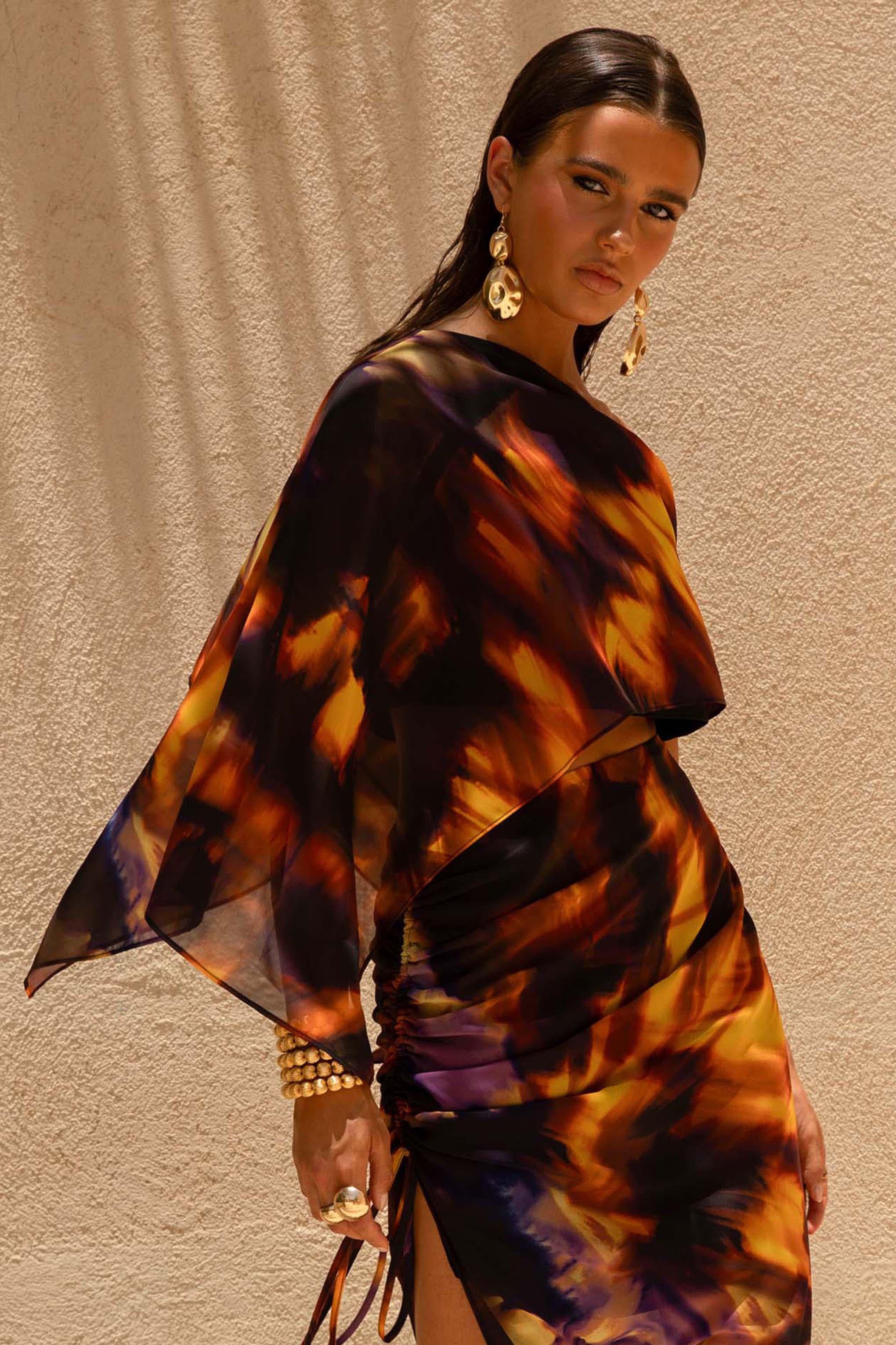 Elysia | Smoke Print Asymmetric Crop Top - Image 4