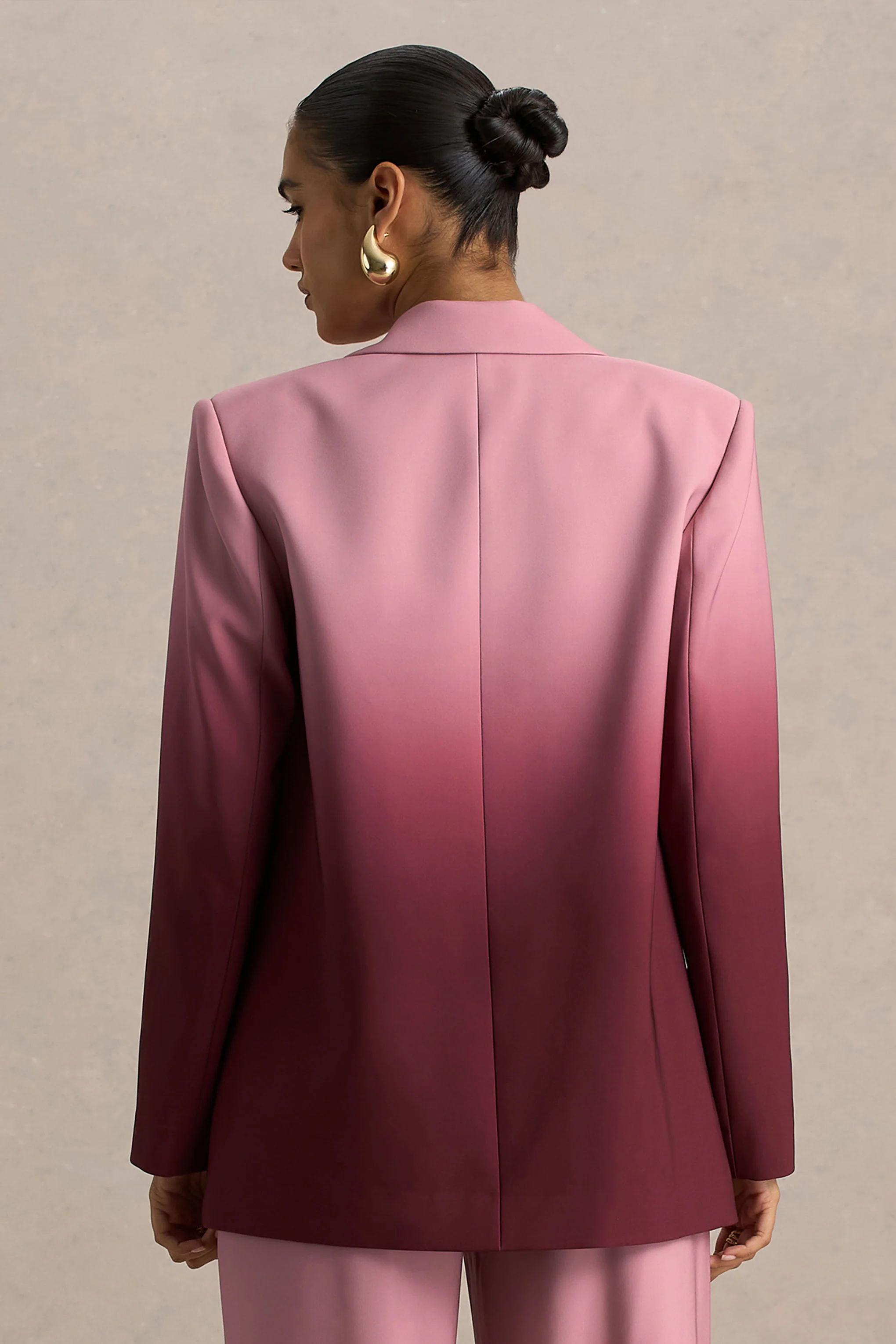 Enya | Cherry Ombre Plunge-Neck Satin Blazer - Image 4