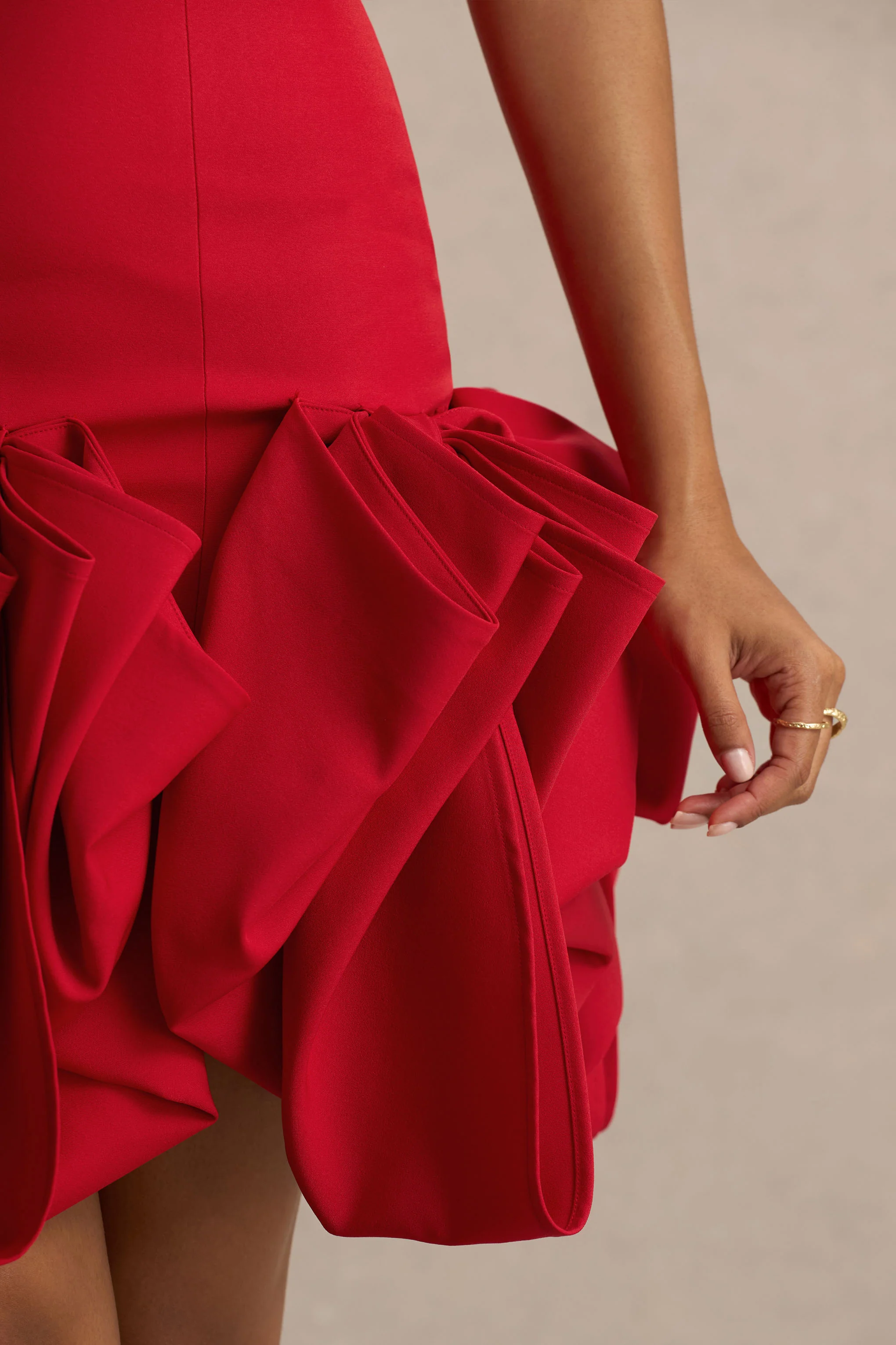 Erica | Red Ruffle Puffball Mini Dress - Image 6