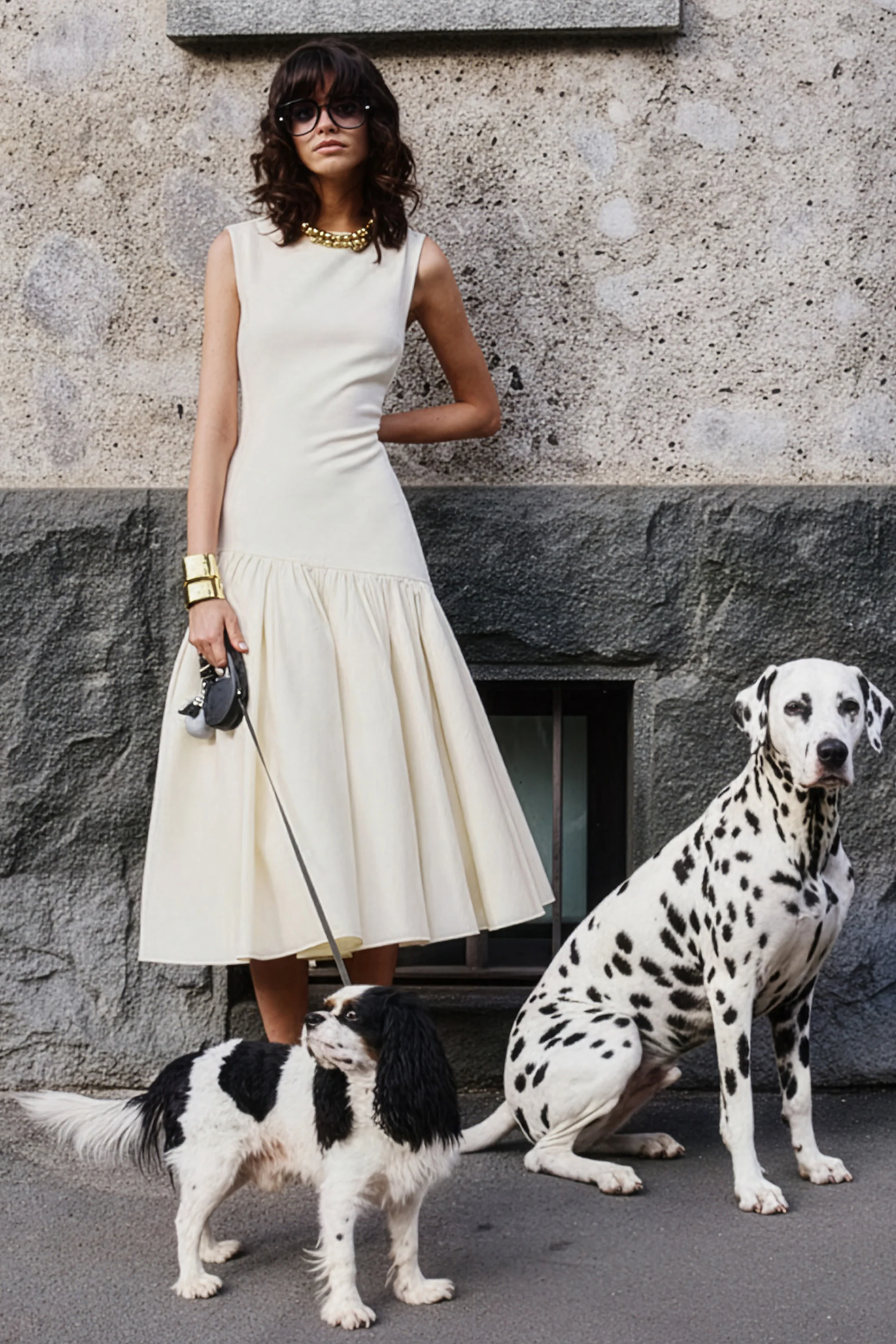 Fantasia | Cream Boat-Neck Midi Dress With Asymmetric Drop-Waist