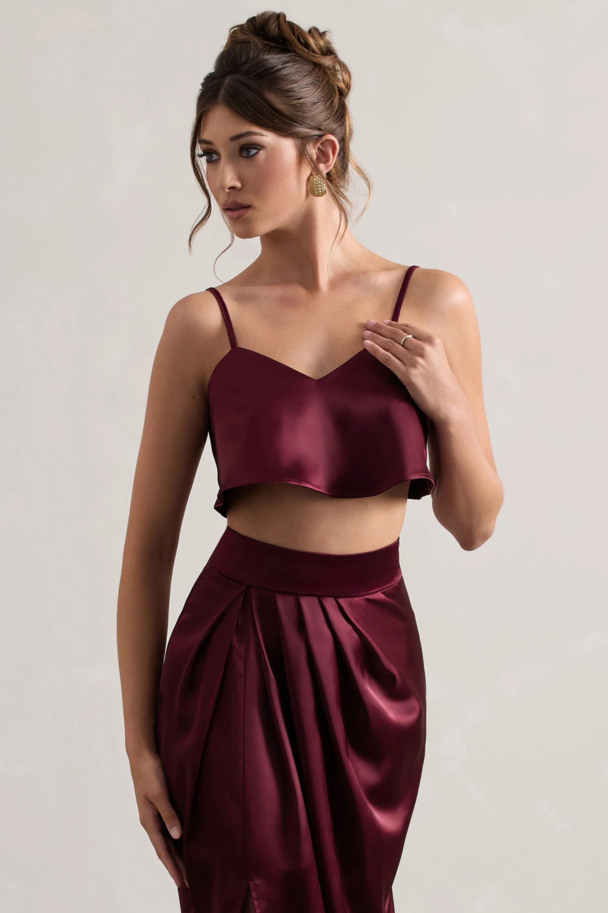 Fawn | Plum Satin Cami Crop Top - Image 3