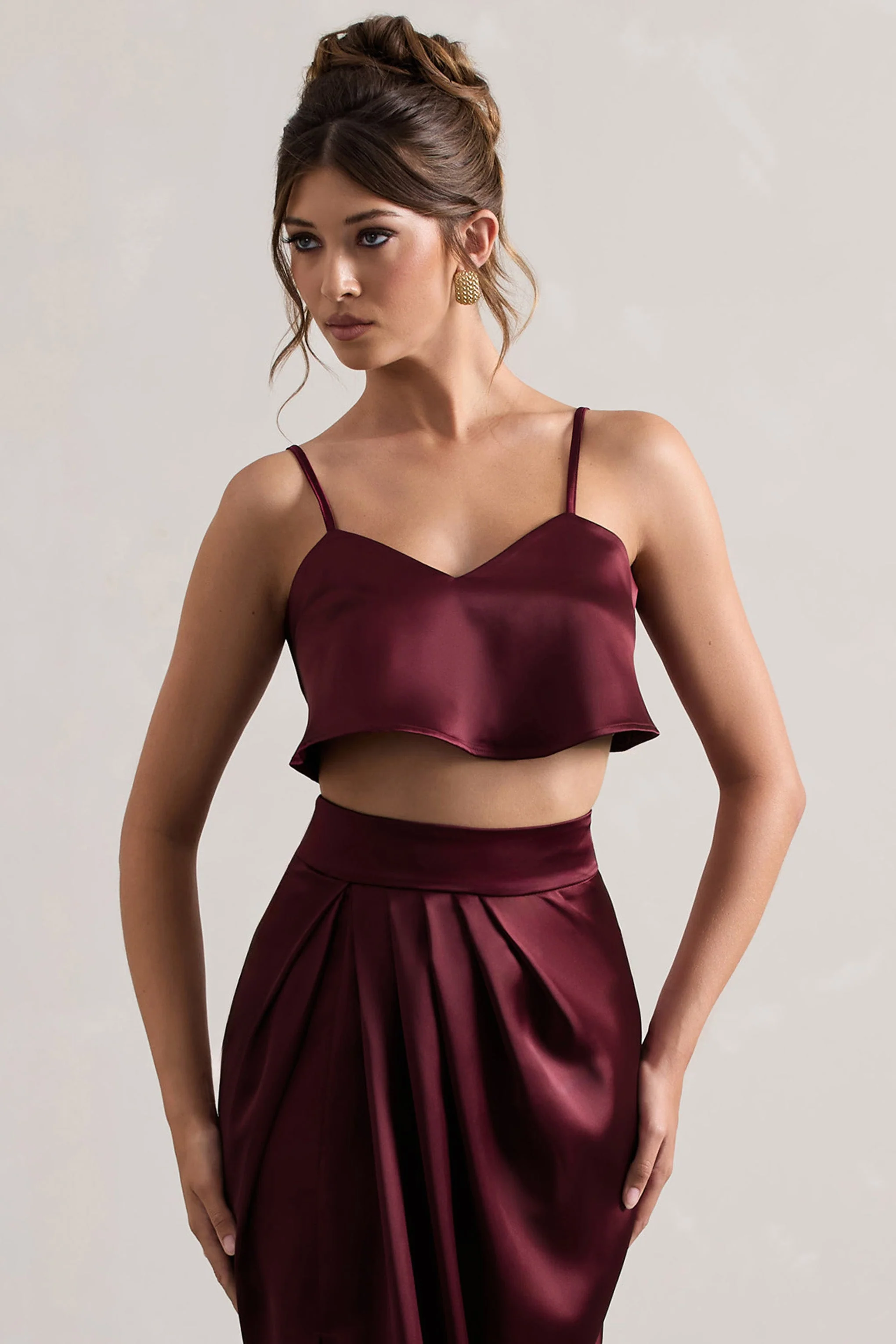 Fawn | Plum Satin Cami Crop Top - Image 5