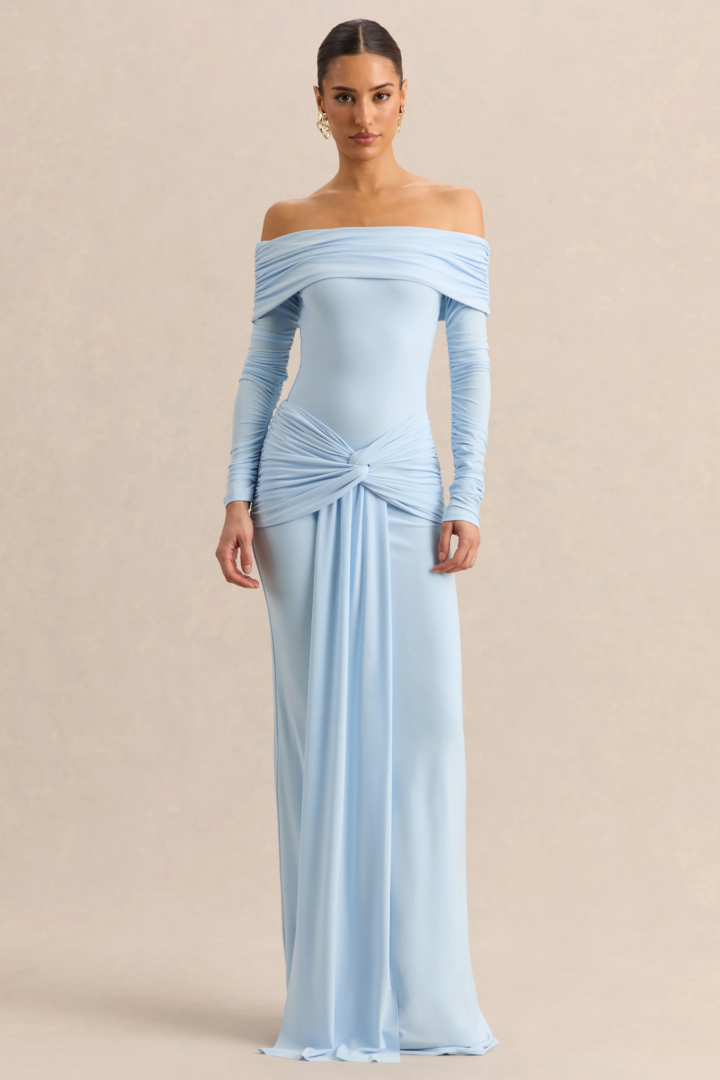 Flynne | Blue Wrapped Maxi Skirt With Sash - Image 5