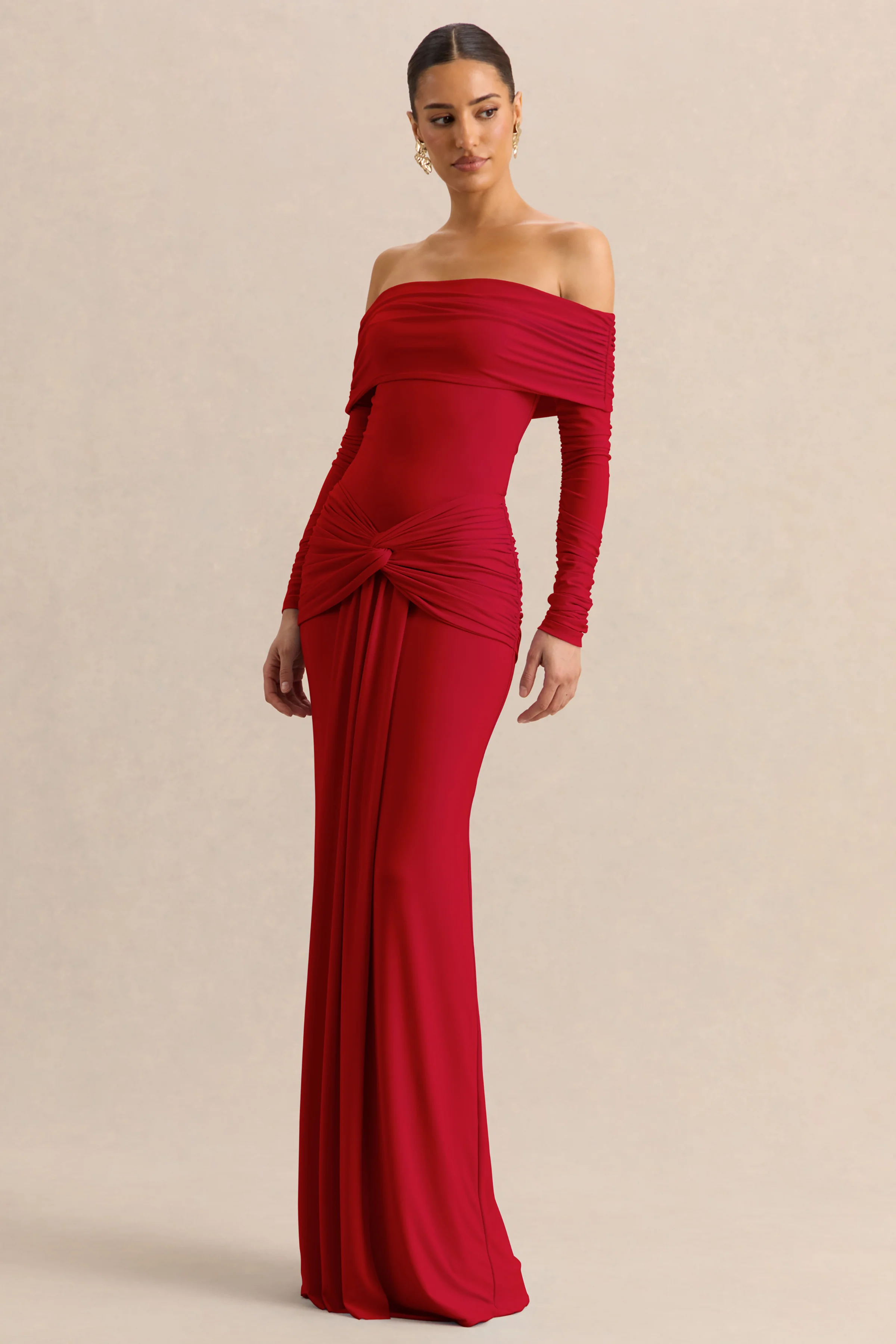Flynne | Red Wrapped Maxi Skirt With Sash - Image 4