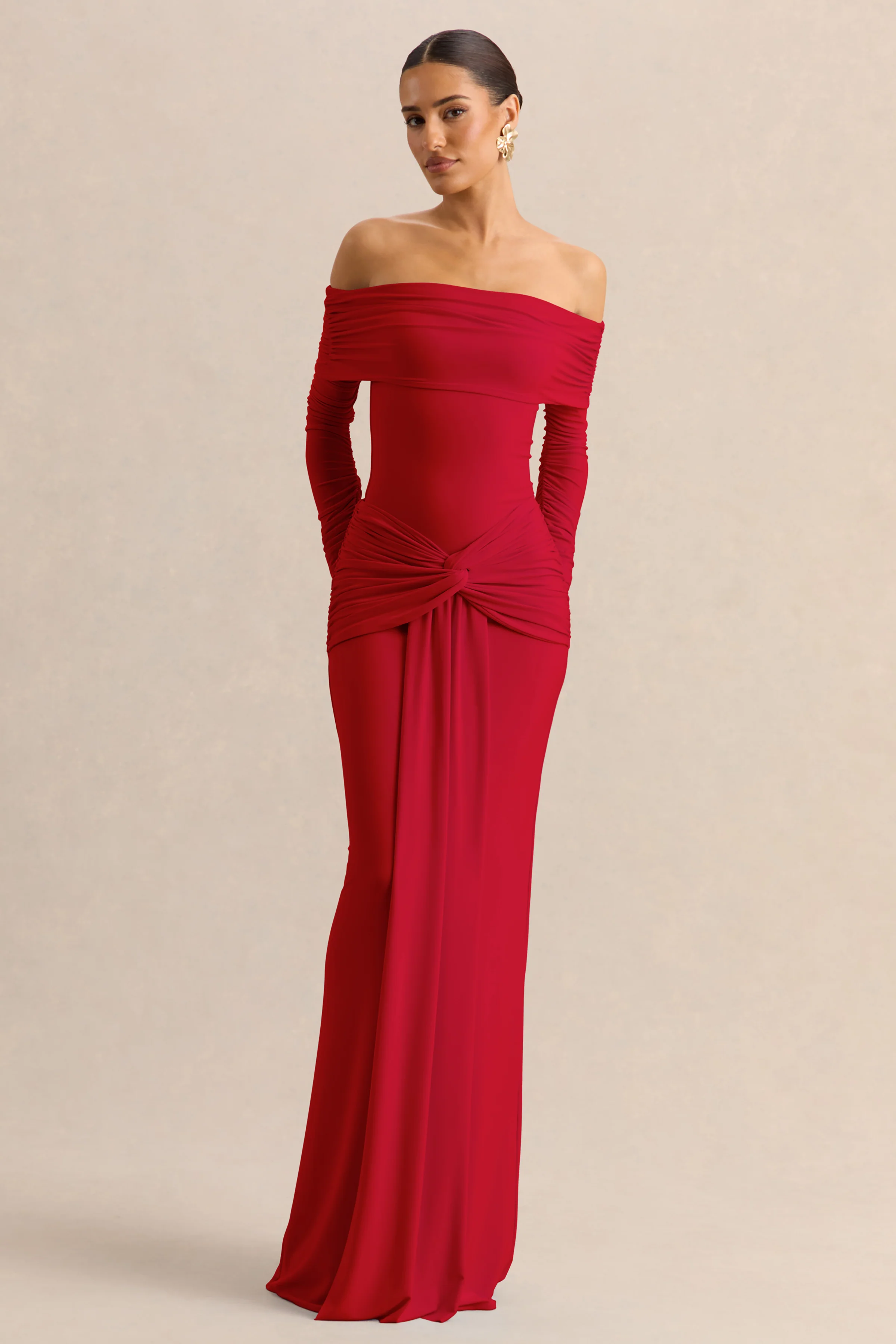 Flynne | Red Wrapped Maxi Skirt With Sash - Image 6