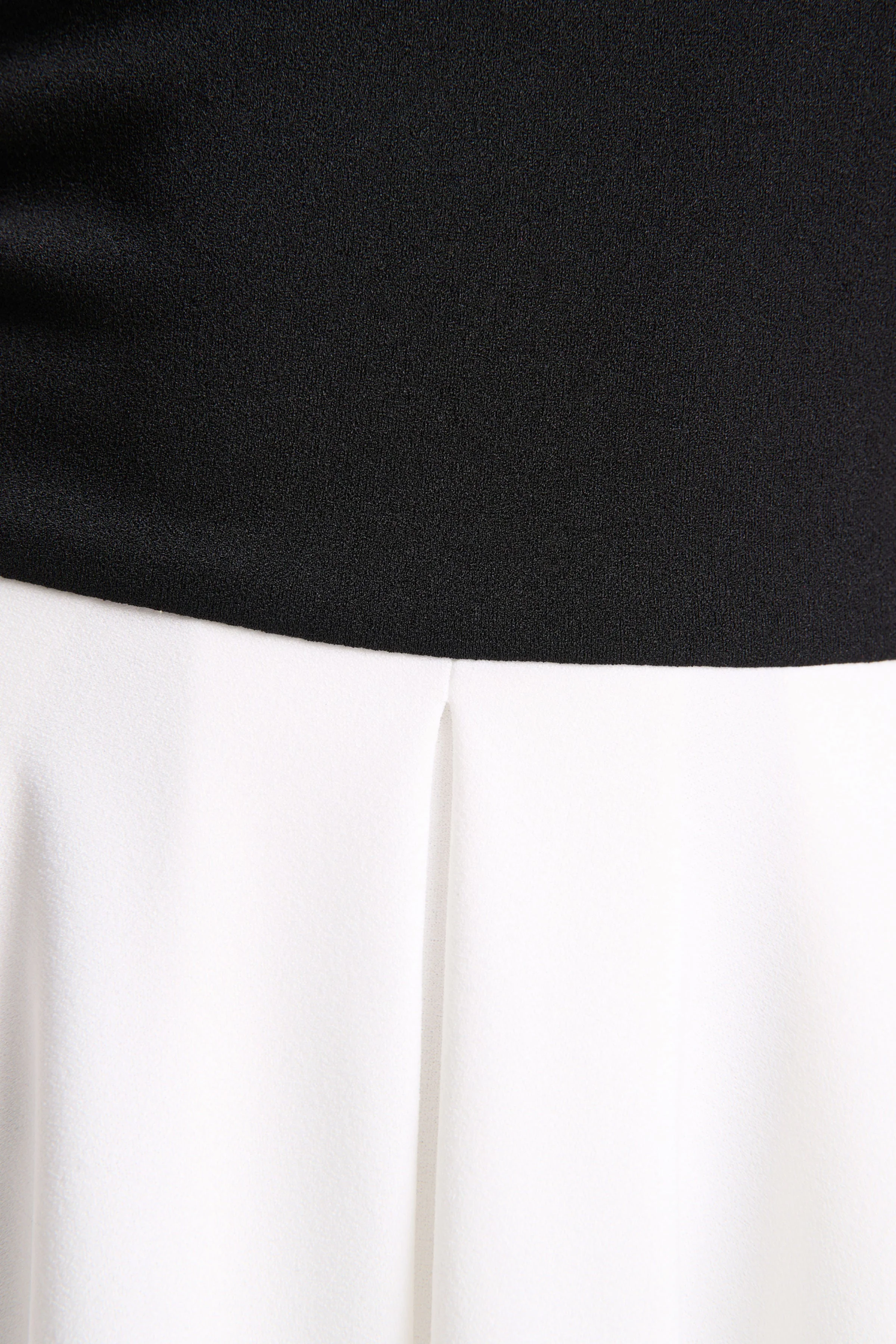Frederica | Black And White Bardot-Neck Midi Dress - Image 6