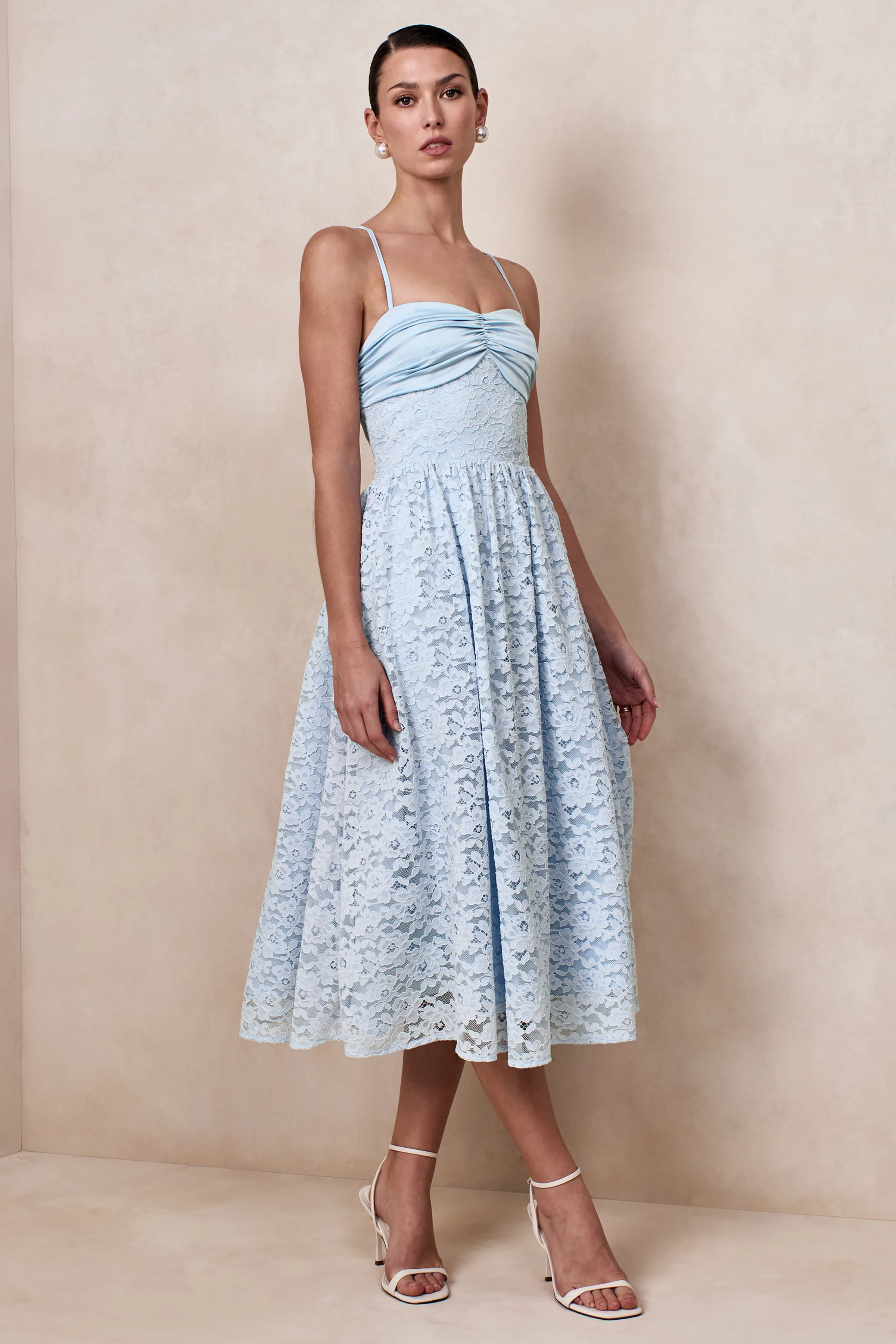 Gloriana | Powder Blue Lace Sweetheart-Neck Midi Dress - Image 4