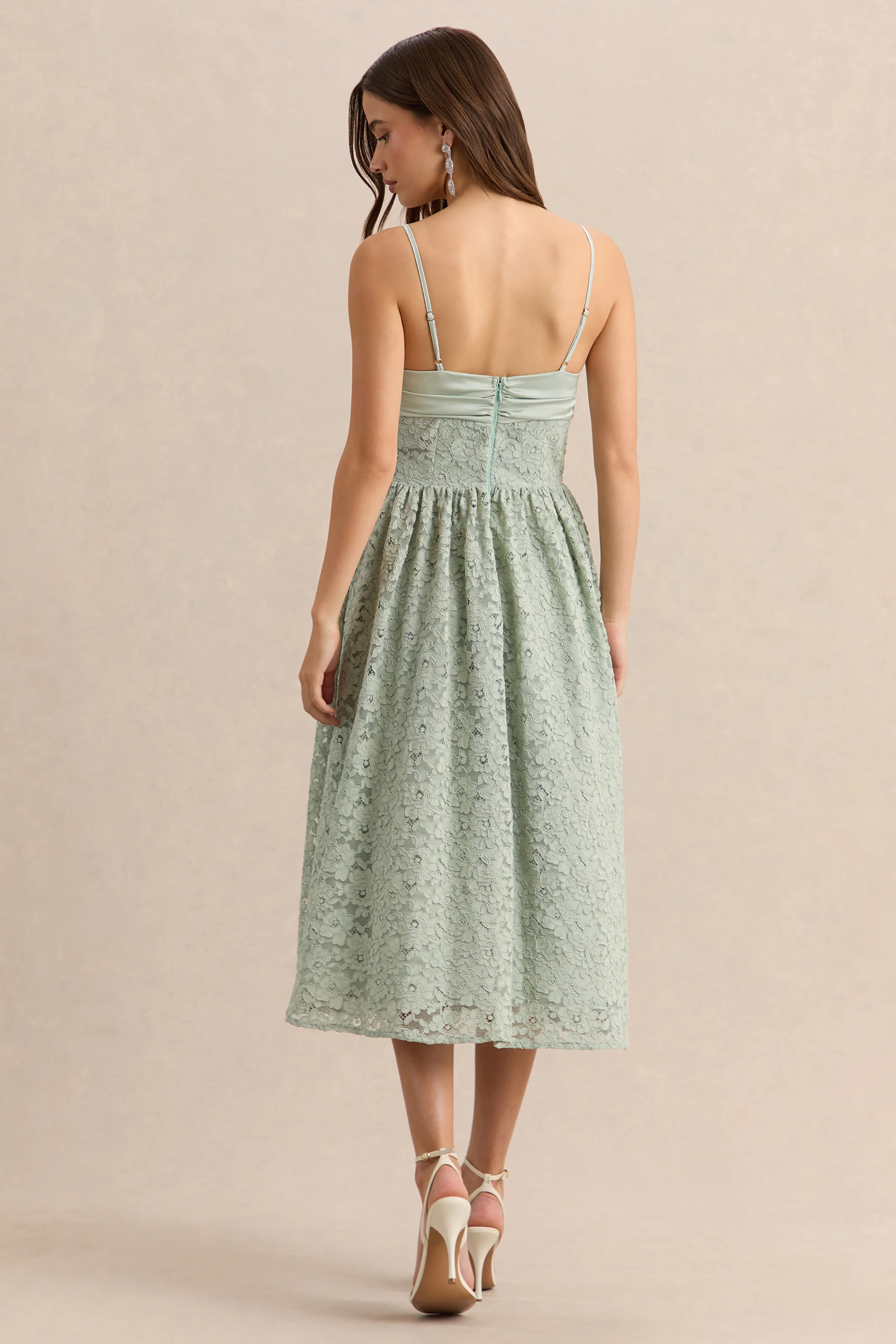 Gloriana | Sage Lace Sweetheart-Neck Midi Dress - Image 2