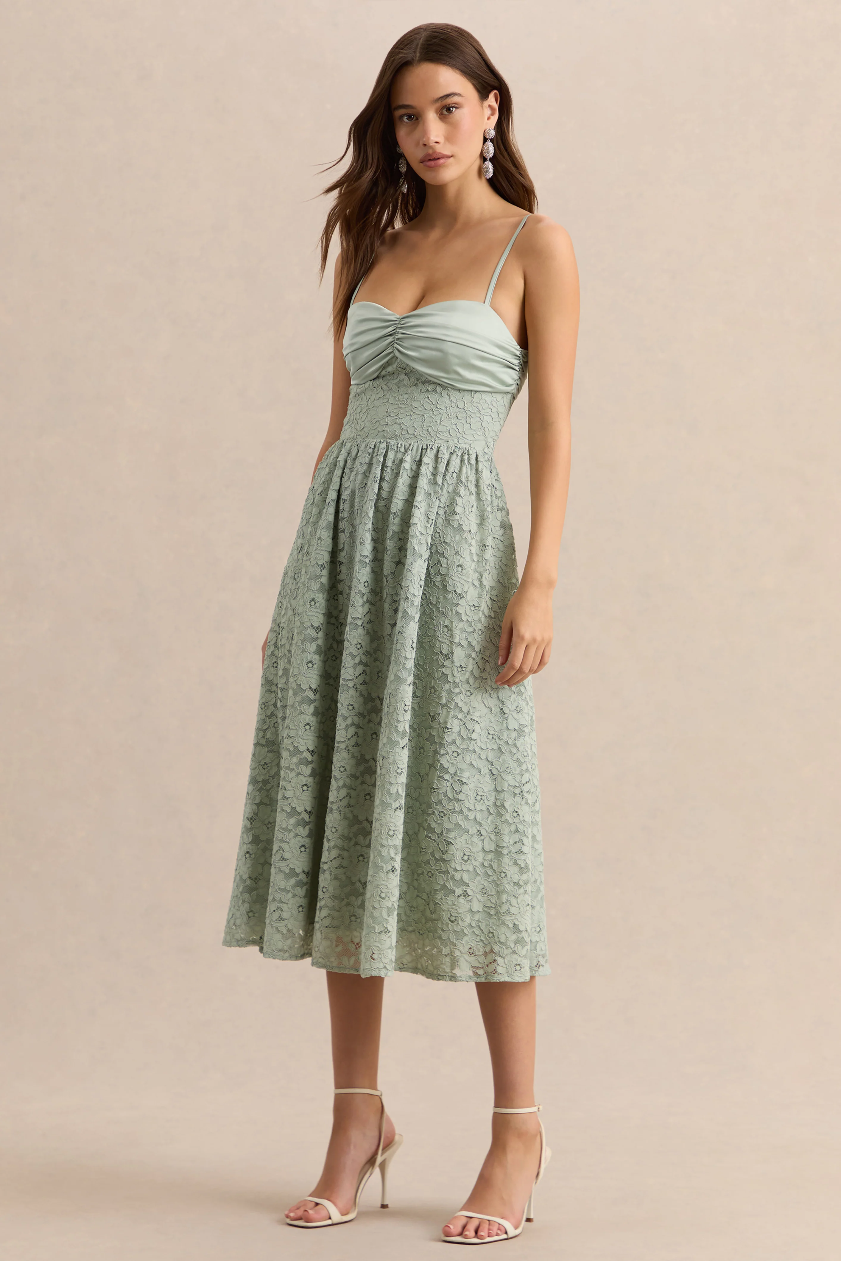 Gloriana | Sage Lace Sweetheart-Neck Midi Dress - Image 5