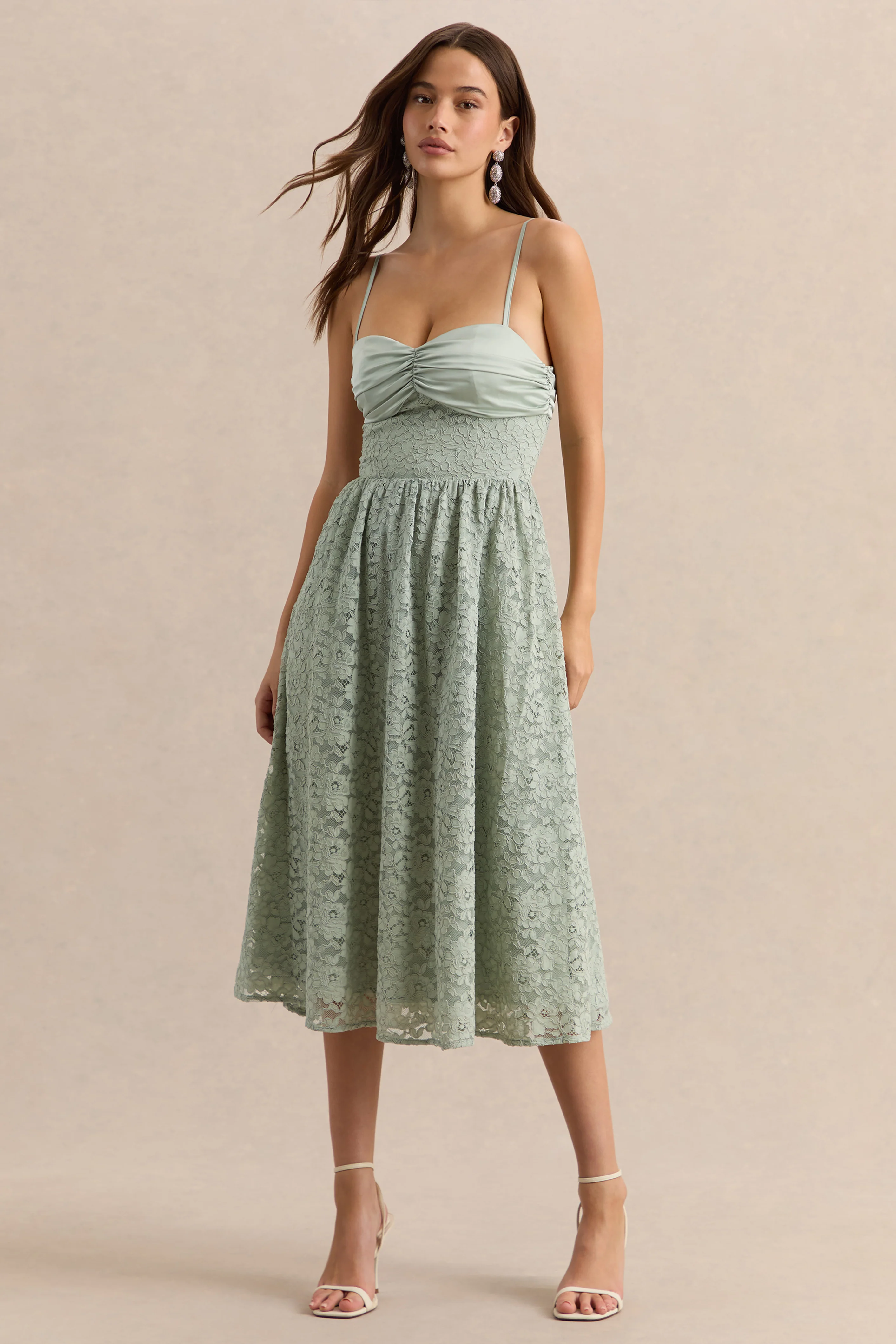 Gloriana | Sage Lace Sweetheart-Neck Midi Dress - Image 6