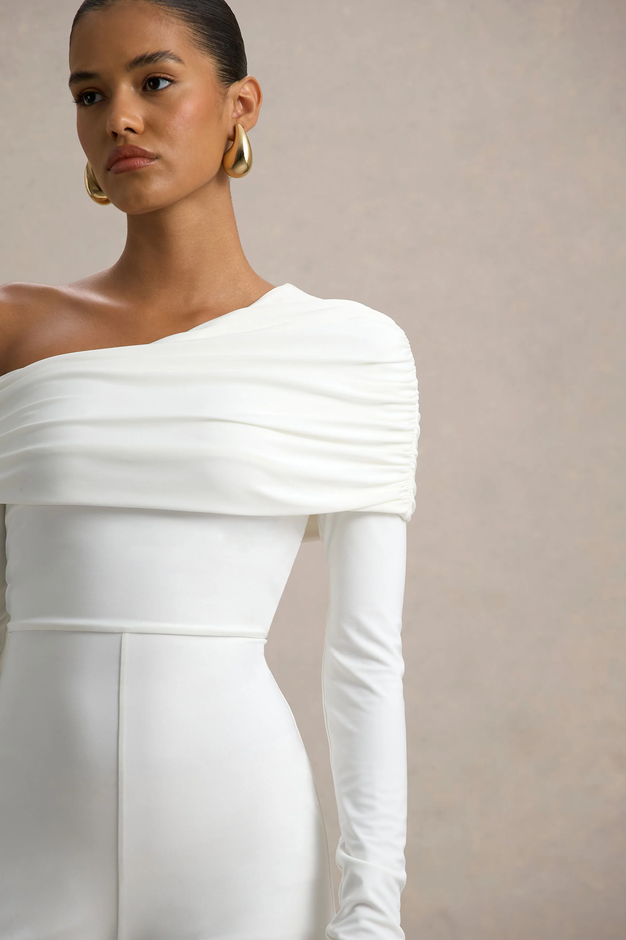Gracious | White Jumpsuit With Asymmetric Neckline - Image 6