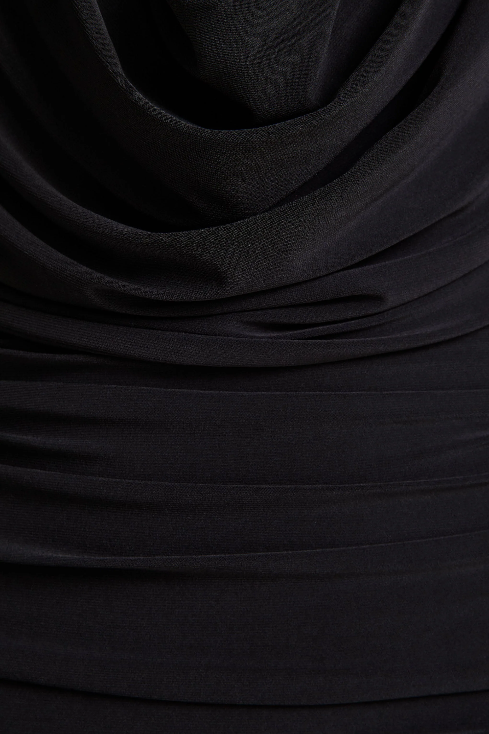 Griselda | Black Plunge-Neck Midi Dress With Sheer Long-Sleeves - Image 6