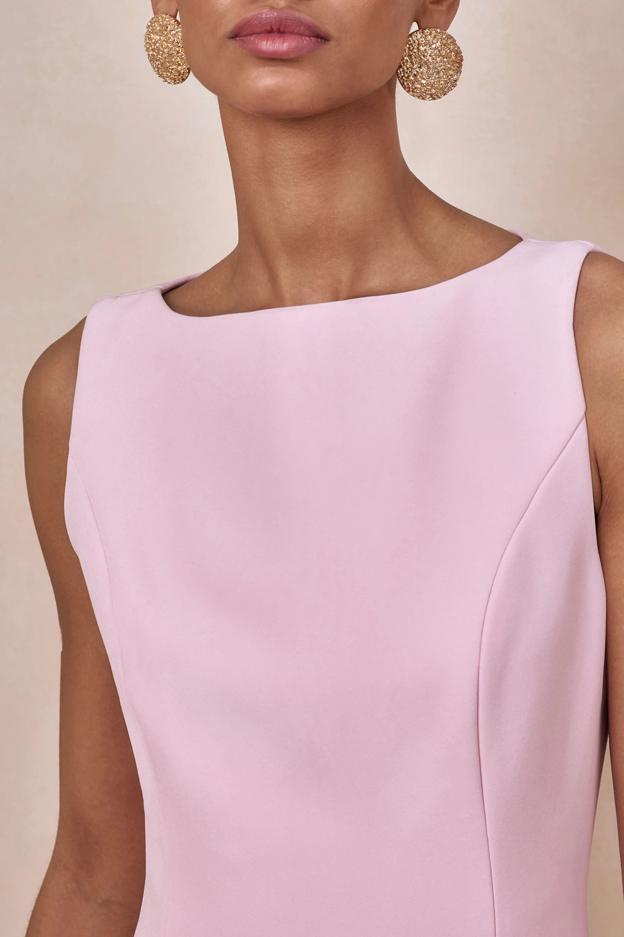 Hadley | Light-Pink Boat-Neck Maxi Dress With Drop-Waist - Image 3