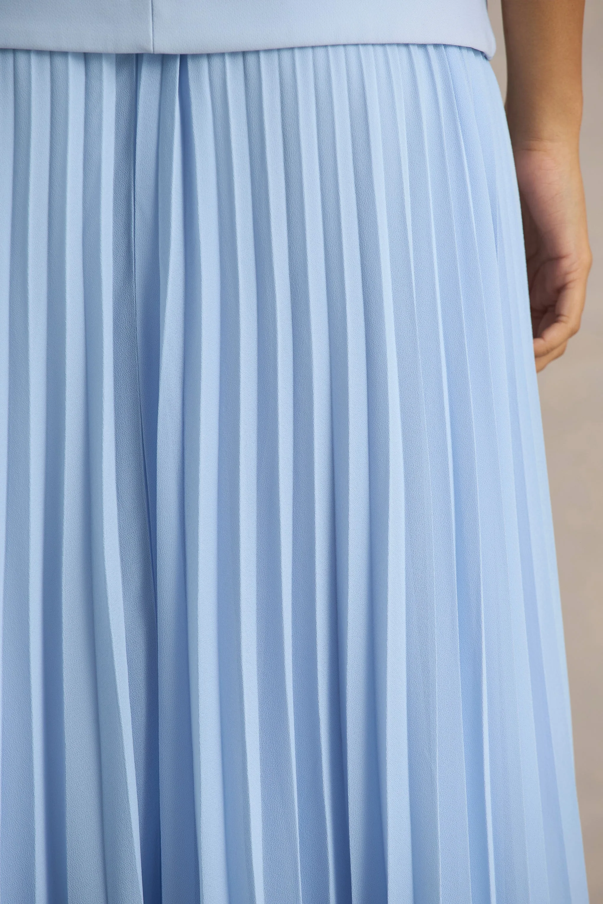 Heavenly | Powder Blue High Neck Maxi Dress With Pleated Detailing - Image 7