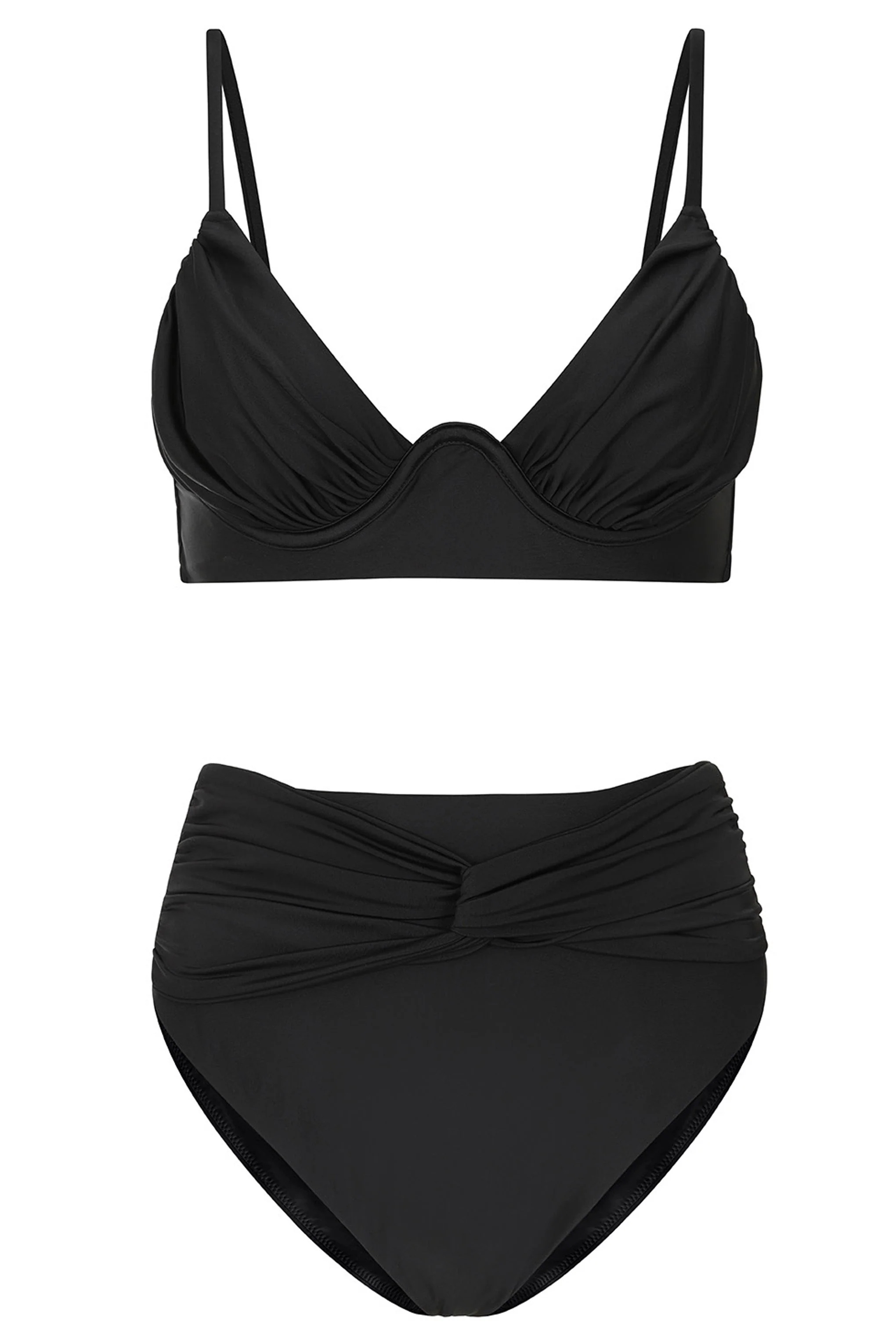 High Tide | Black High Waisted Twist Front Bikini Bottoms - Image 8