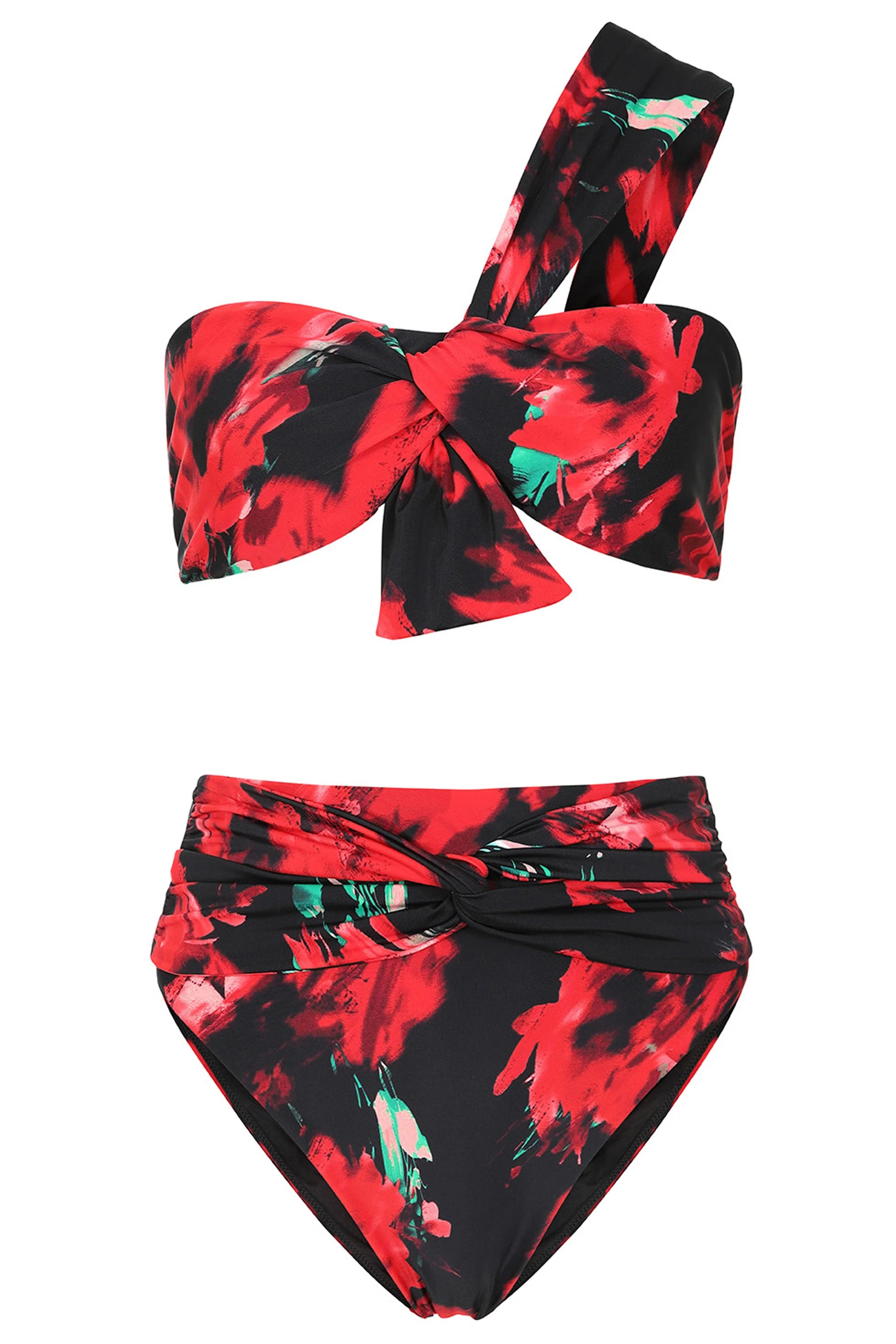 High Tide | Multi Print High Waisted Twist Front Bikini Bottoms - Image 8