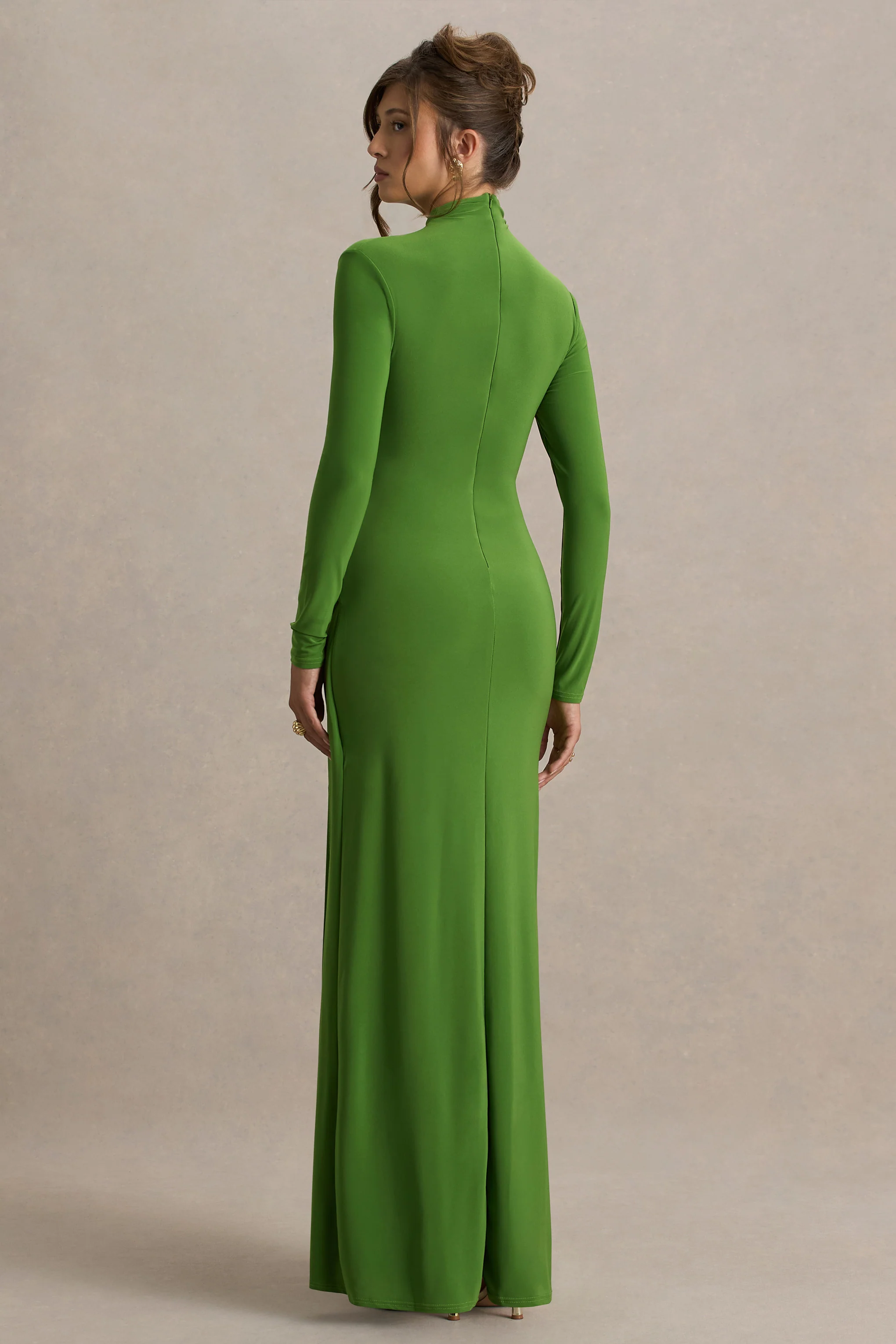 Hourglass | Green Long-Sleeve Twisted Maxi Dress With Split - Image 2